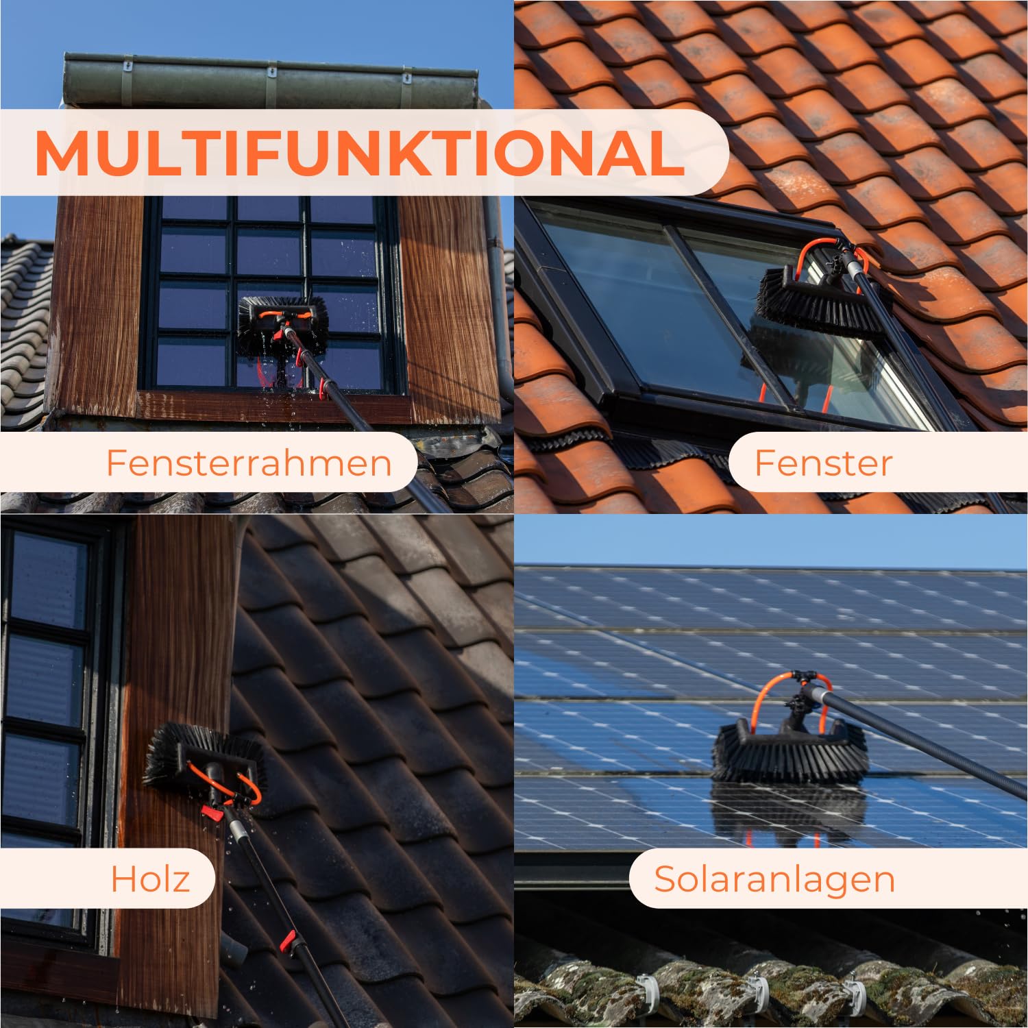 TELESKOPSTANGE 7,2 M Set für solaranlagen und Fenster - teleskopstiel wassergefüllte - Telescopic Pole