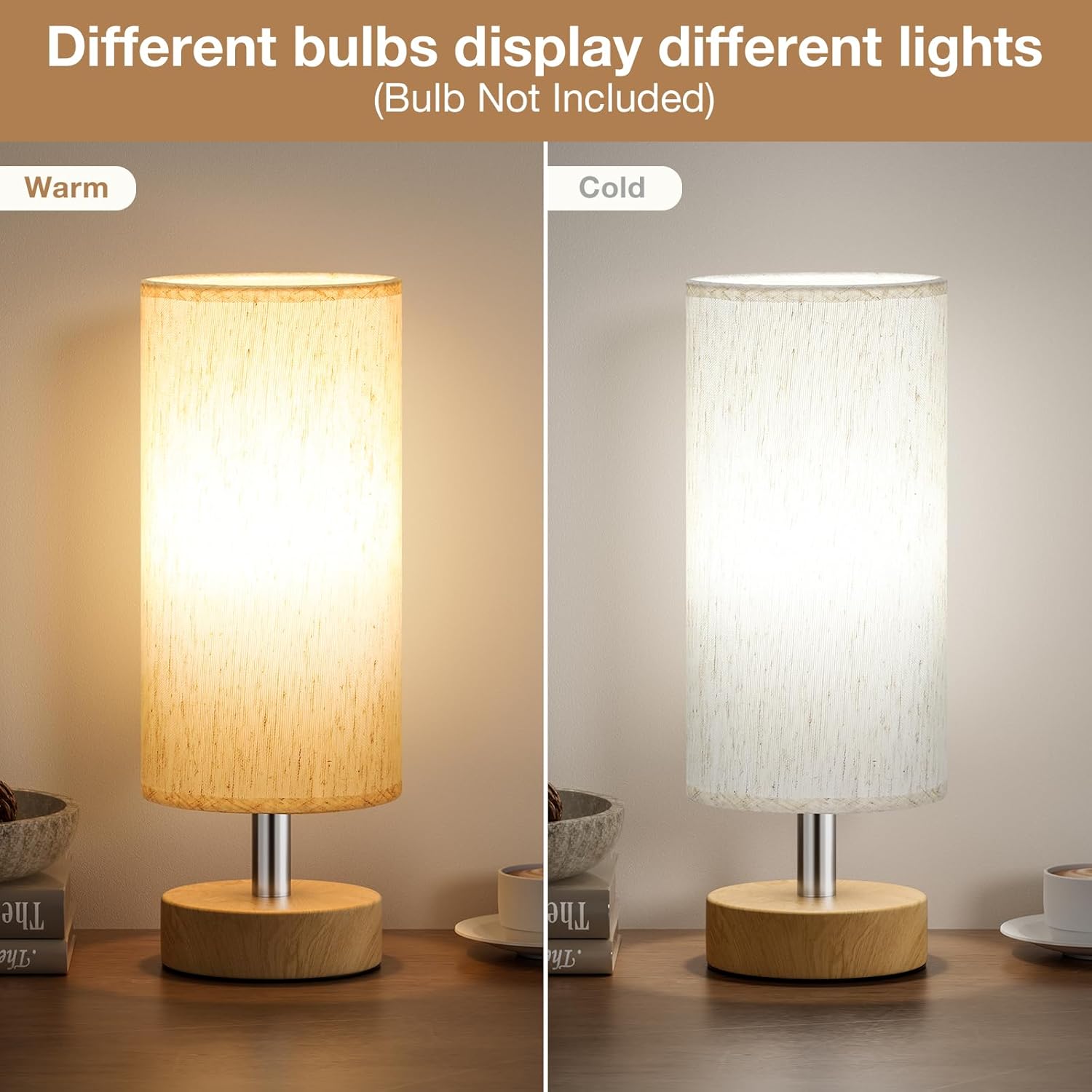 PartageiZ Small Table Lamp for Bedroom Set of 2 - Bedside Lamps for Night Stands, Minimalist Nightstand Light Lamp, Desk Lamps for Reading Room, Kids Room, Living Room, Office, Dorm