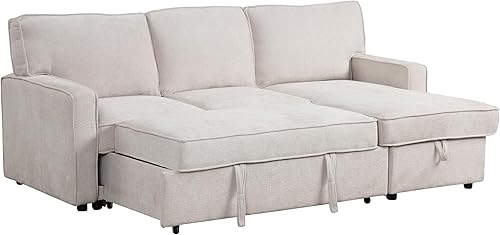 Miniatura 10 de Sofá biplaza convertible 3 en 1 con sofá cama extraíble y decoración de cabeza de clavos, respaldo reclinable con botones y 2 almohadas para el