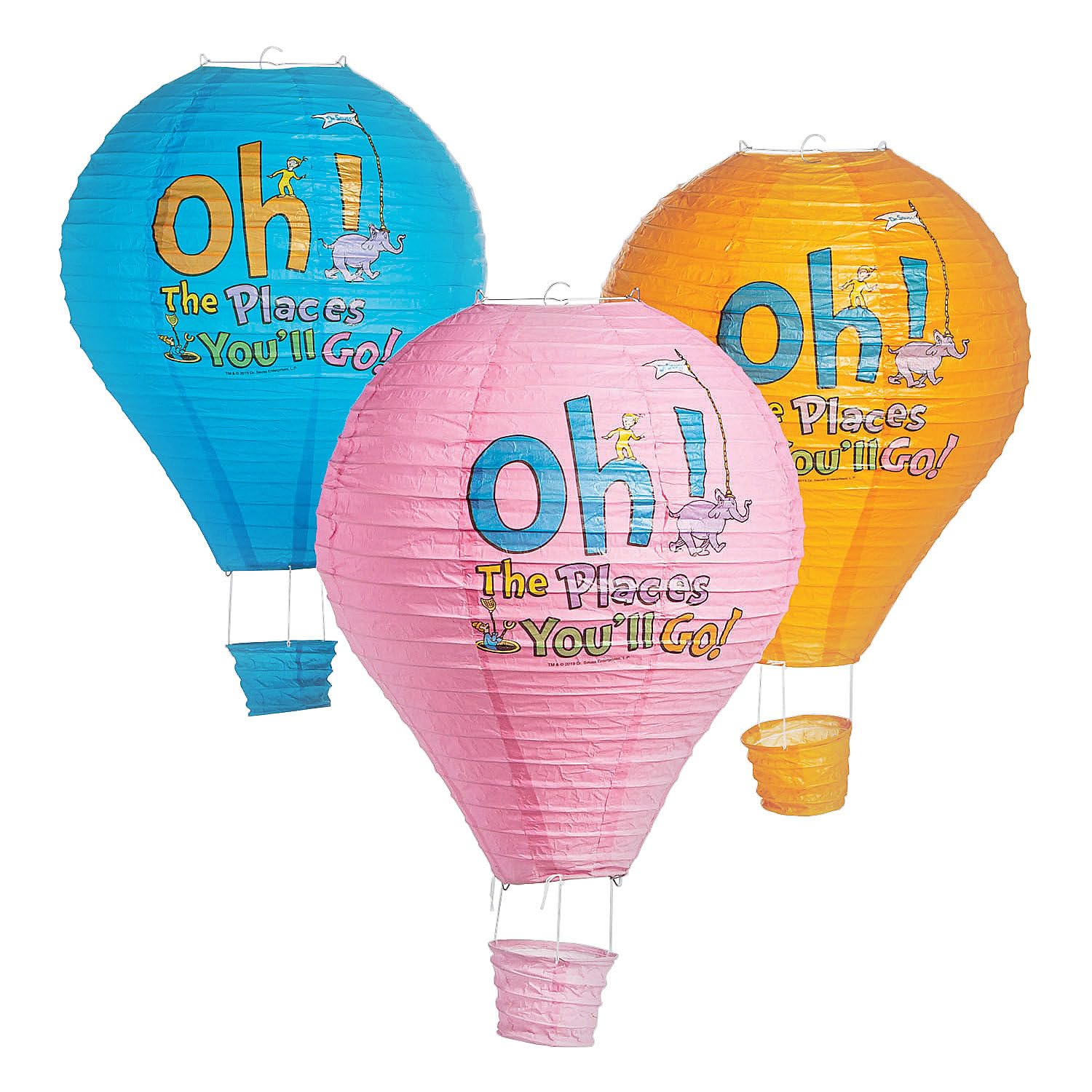 24" Dr. Seuss(tm) Oh, the Places You'll Go! Hot Air Balloon Hanging Lanterns - 3 pieces