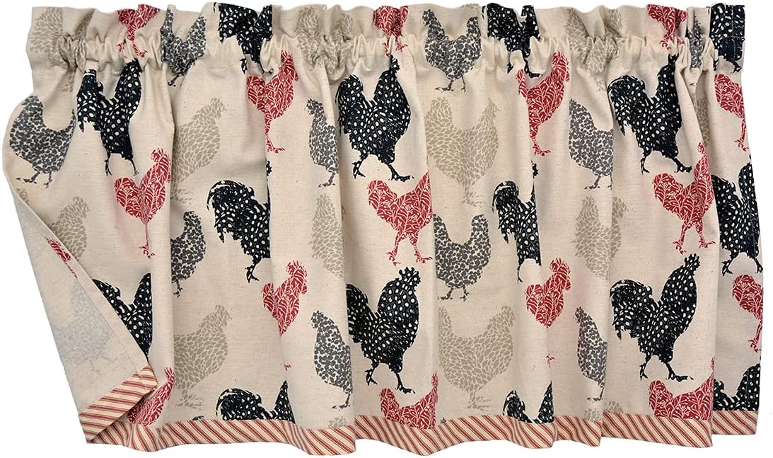 Sweet Pea Linens Rifton Red Rooster Rectangle Placemats - Set of Four Plus Center Round-Charger