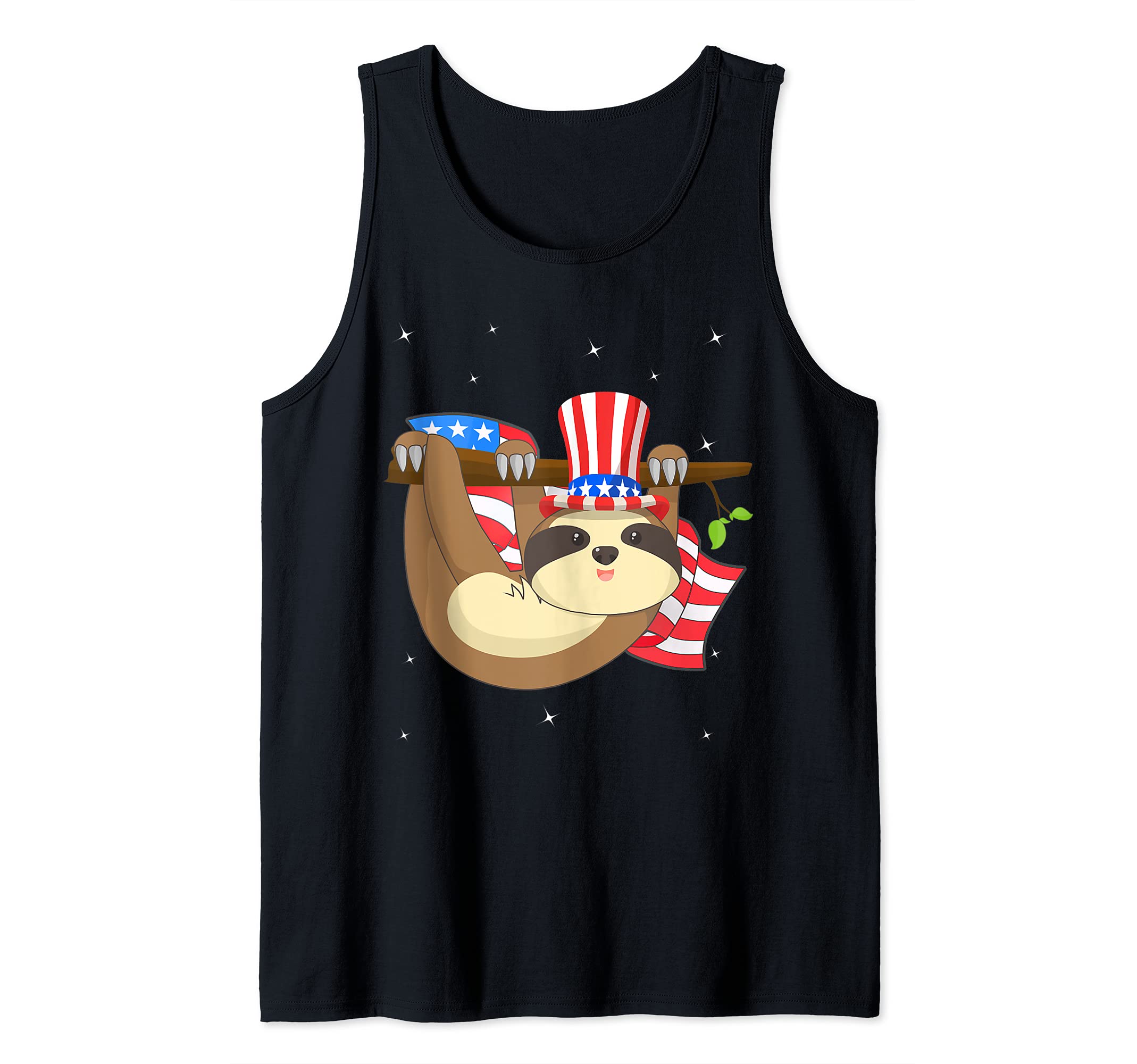 America 4th of July Independence Day Patriotic Cute Sloth Tank Top