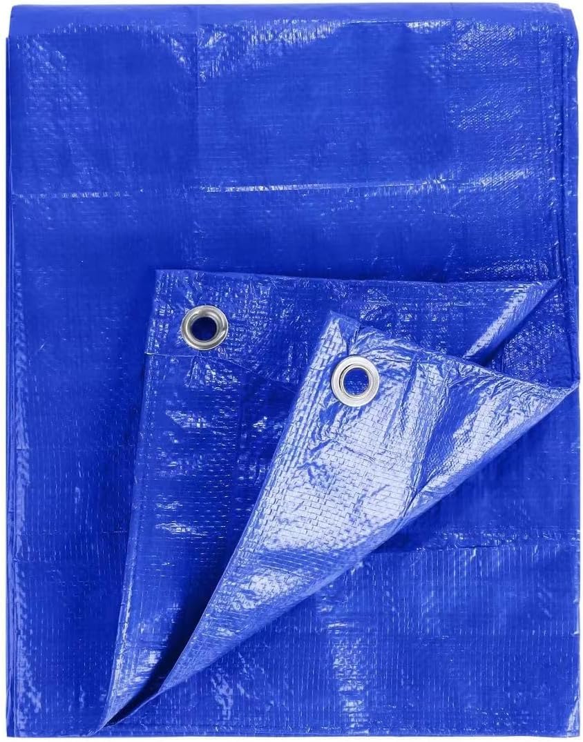 Kav Blue Waterproof Tarpaulin Tarp For Universal Covering Garden Furniture, Camping, Roof Caravan Building Site Ground Sheet With Eyelets 120 Gsm - (4X6) Foot / (1.2 X 1.8) M