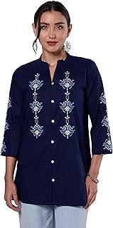 Amazon Brand - Myx Women's Pure Cotton Embroidered Short Kurti | Tunic | Short Kurta (Available in Plus Sizes) Price In India