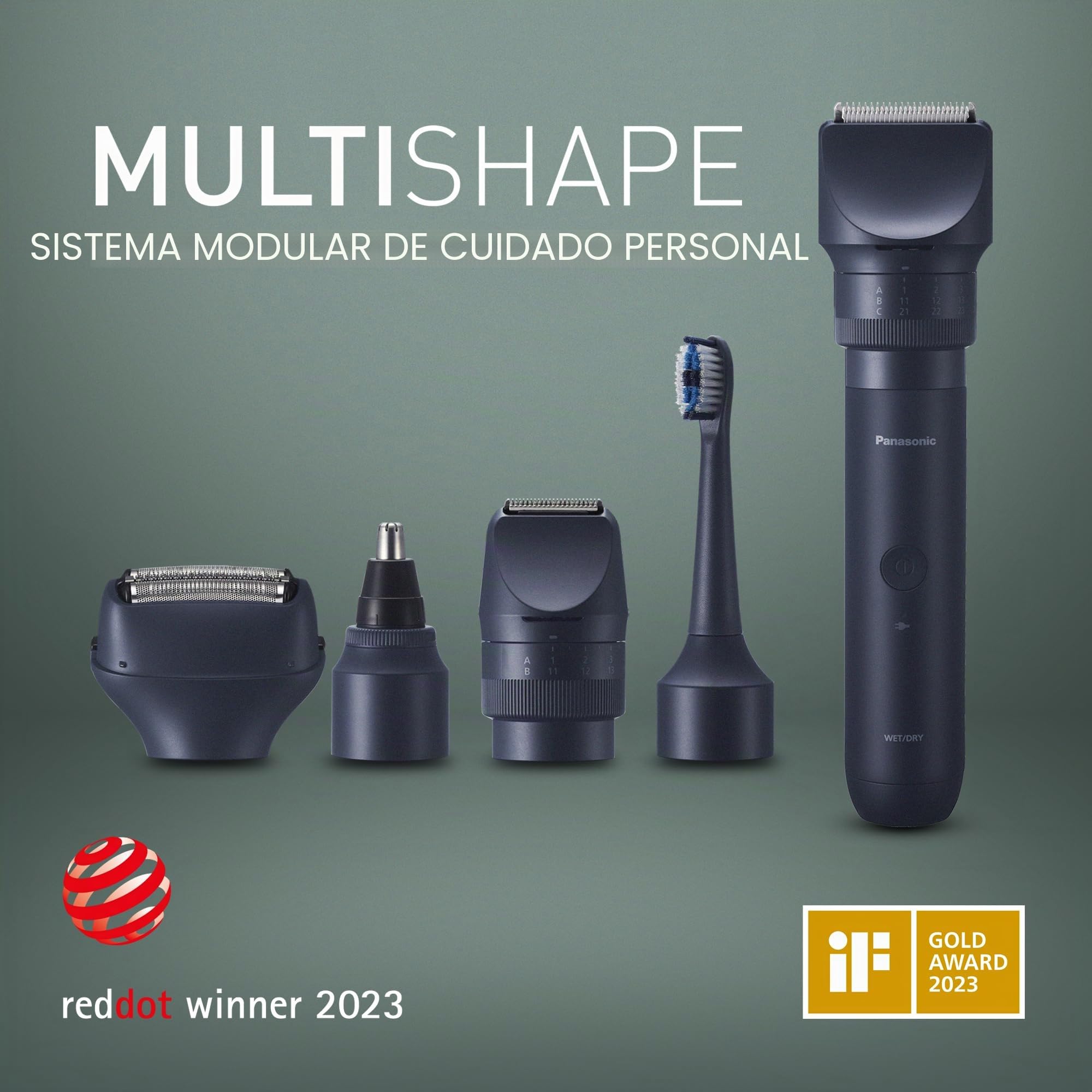 Panasonic MULTISHAPE Sistema modular de cuidado personal ER-CTW1, cortabarbas y cortapelos para hombres con batería recargable iones litio