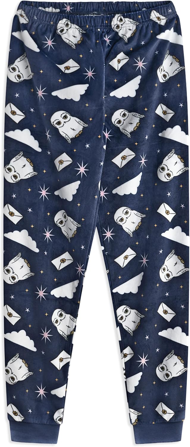 Harry Potter Kids Pajama Set | Hogwarts Hedwig Long Sleeve Sherpa Fleece Top & All Over Print Loungewear Bottoms - Image 5