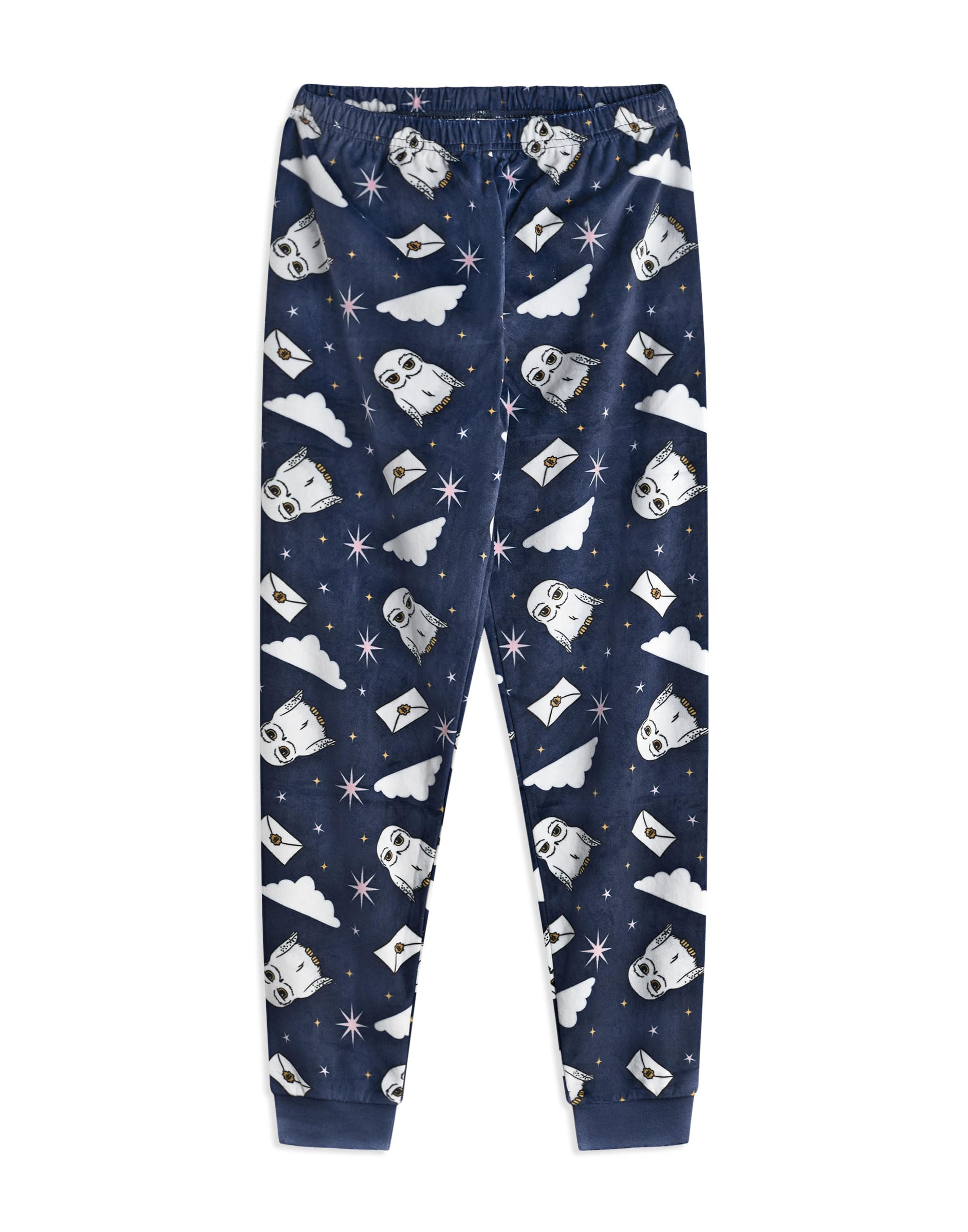 Harry Potter Conjunto de pijama para niños | Hogwarts Hedwig Top de forro polar Sherpa de manga larga y pantalones de estar por casa con estampado integral | Paquete completo de ropa de dormir a juego