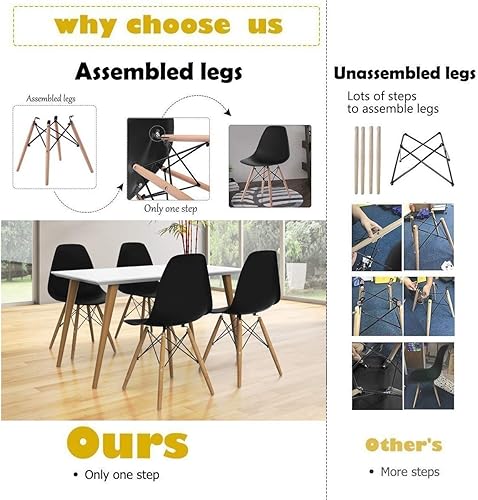 Miniatura 8 de GOFLAME DSW - Sillas de comedor, sillas de plástico con patas de madera, sillas sin brazos de estilo moderno para sala de estar, cocina, dormitorio,