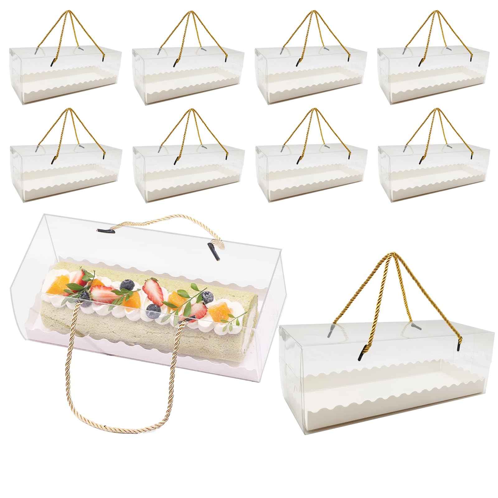 20 Pcs Clear Roll Cake Boxes