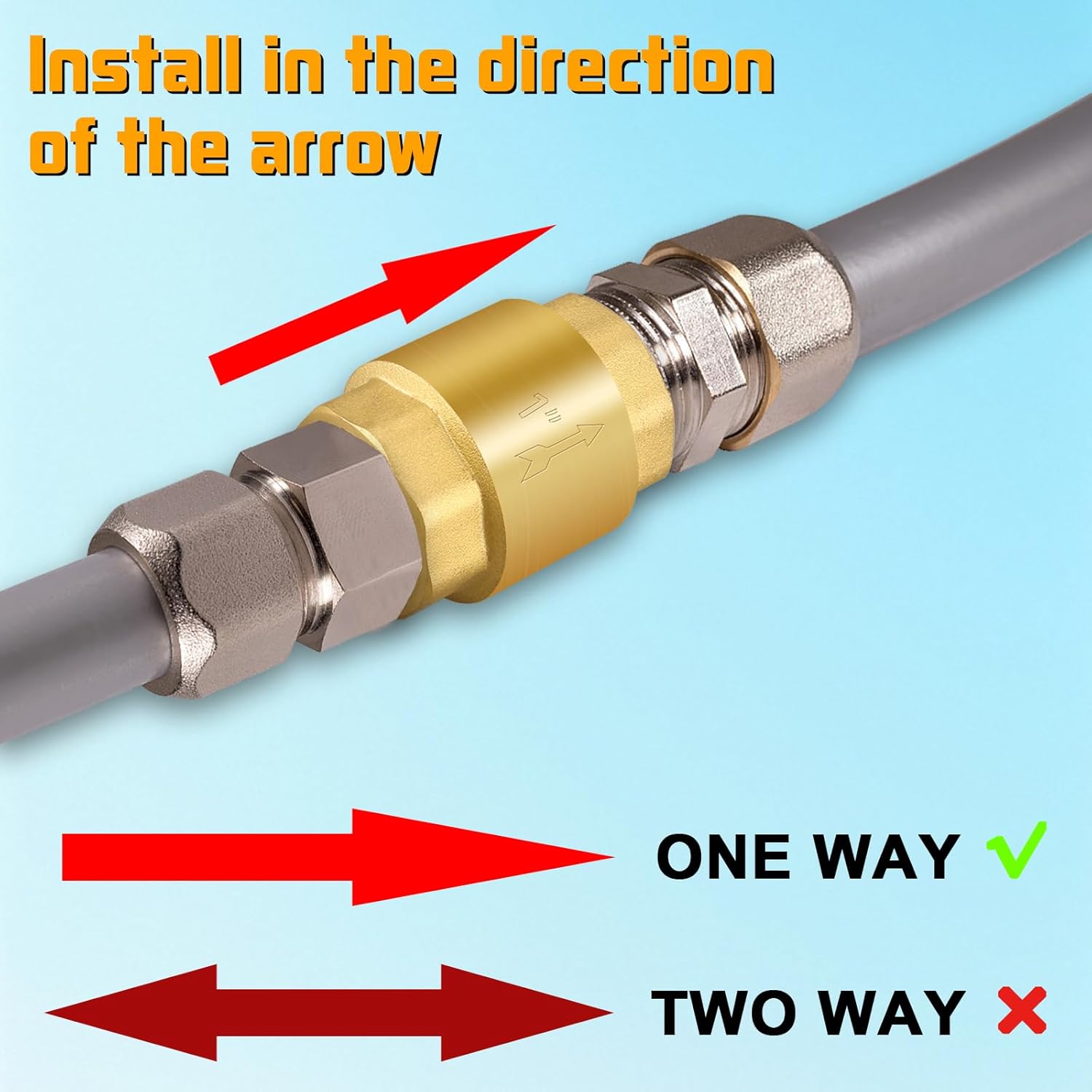 Boltigen Solid Brass Spring Check Valve, 2 Inch NPT Female Thread Non Return One Way Horizontal Vertical In-Line Water Check Valve for Well, Pump, Tank, Backflow Preventer