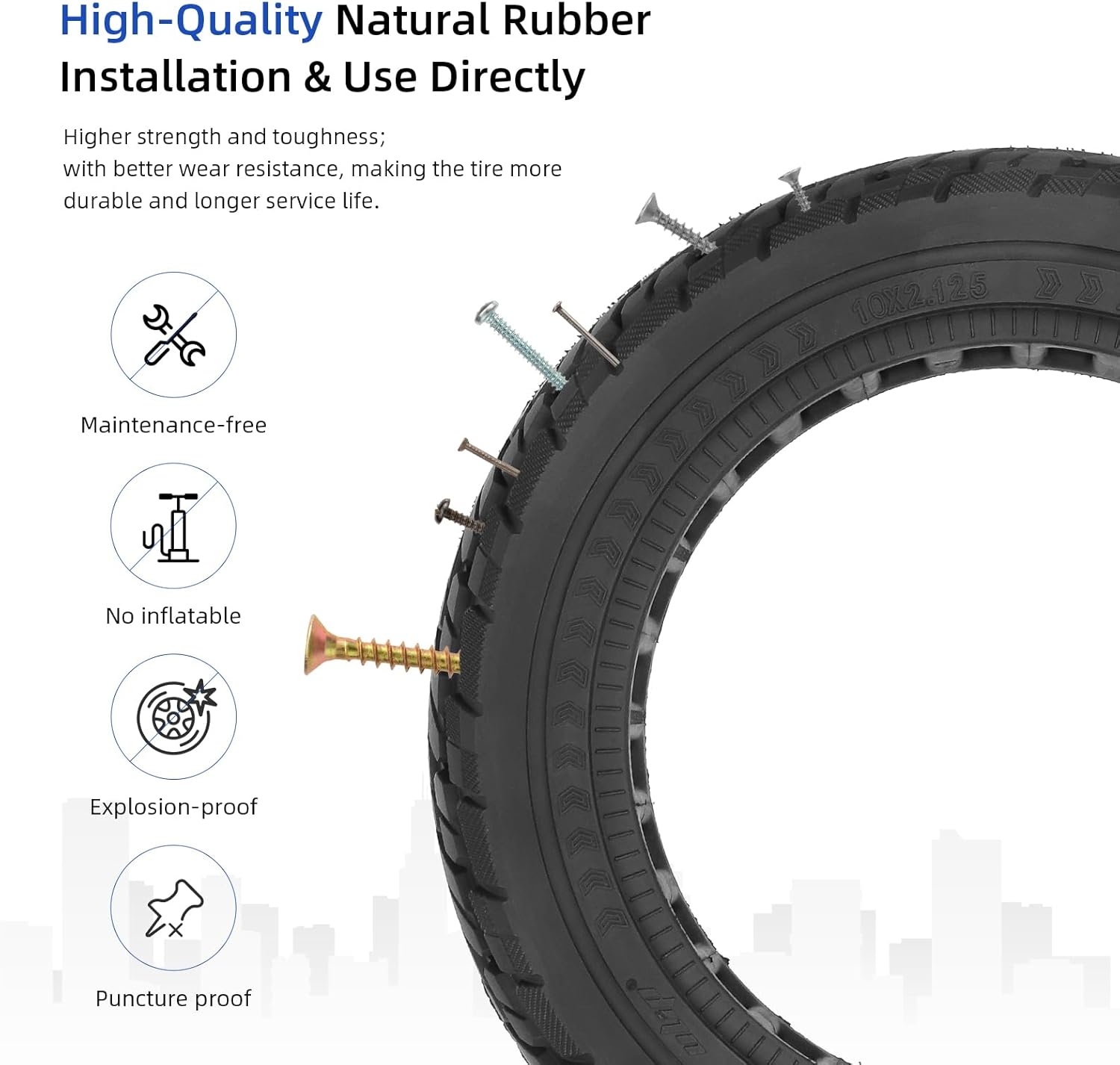 ulip 10x2.125 Solid Scooter Tire Front and Rear Wheels Replacement for Segway Ninebot F20 F25 F30 F40 scooter for 10 Inch off-road solid tire