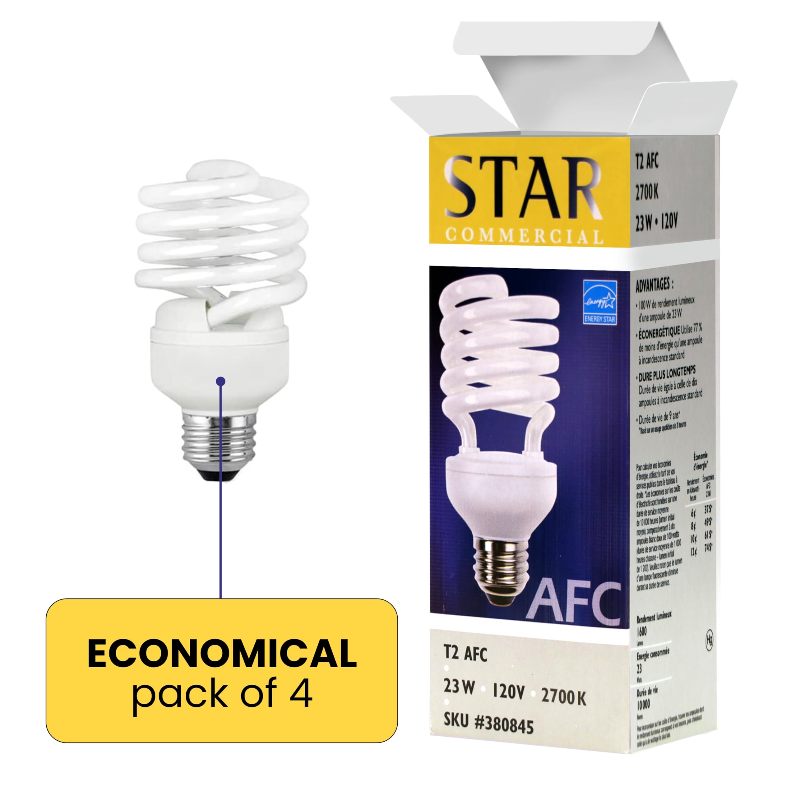 DYSMIO Lighting - 13 Watt Mini-Twist CFL Light Bulb 2700K Warm White E26 (Medium) Base - 4 Pack