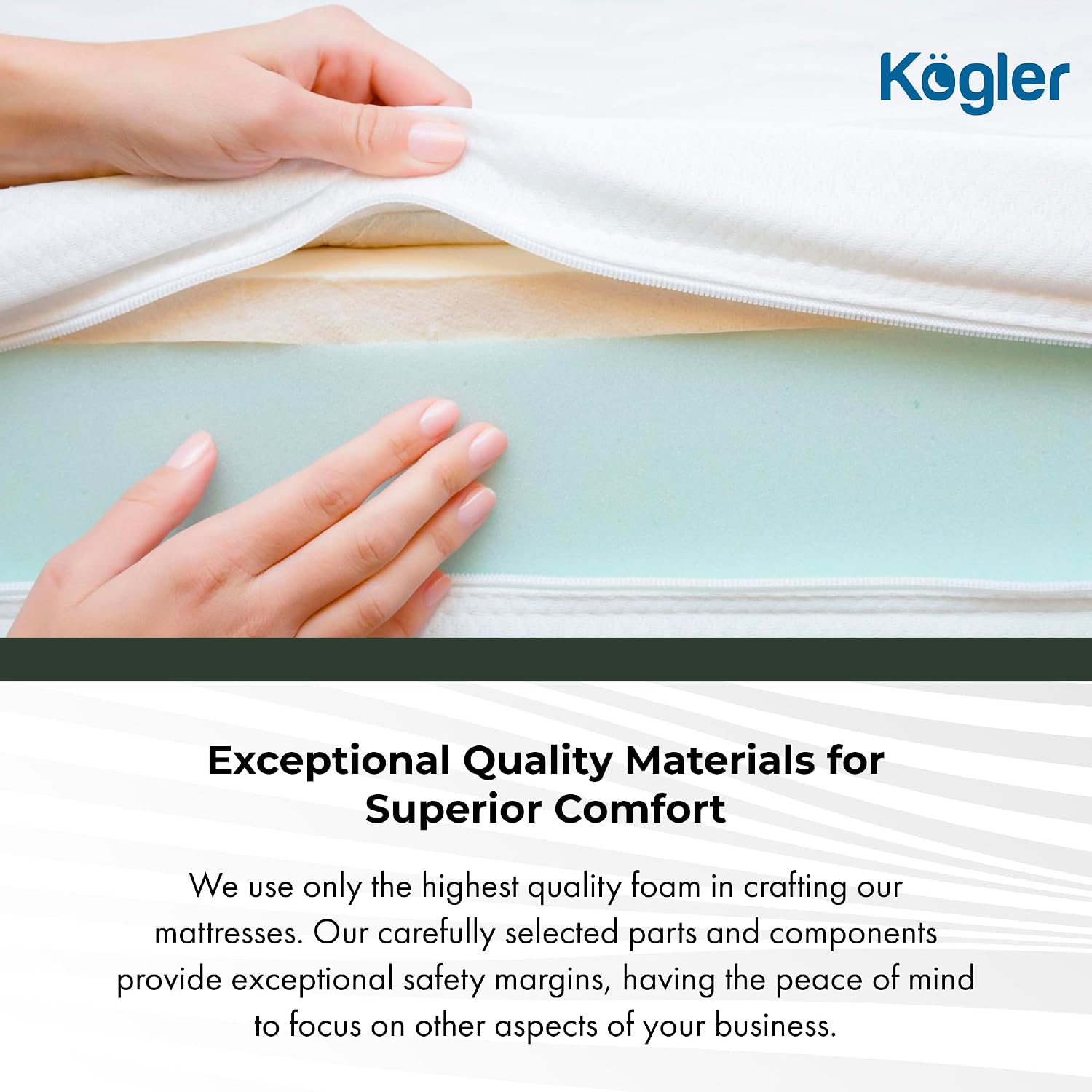 Kogler 7-Inch Gel-Infused Memory Foam RV Mattress with Cooling Gel, Durable Nylon Cover and Standard Pillow, RV Mattress for Camper and Motorhome Use, Navy, 36x72x7