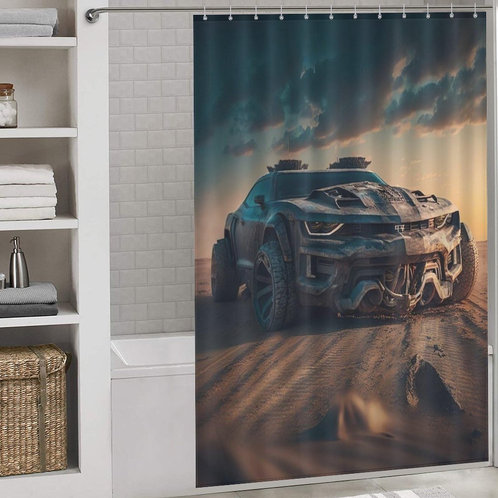 Rideau de douche voiture de sport pour salle de bain de garçon et studio de passionné auto