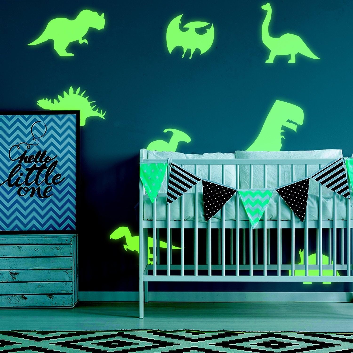 40x świecący w ciemności dinozaur dekoracja ścienna naklejka do pokoju - dinozaury sztuka chłopiec nastolatek dziecko lekka naklejka fajni chłopcy dinozaur świecące winylowe naklejki dla dzieci 8
