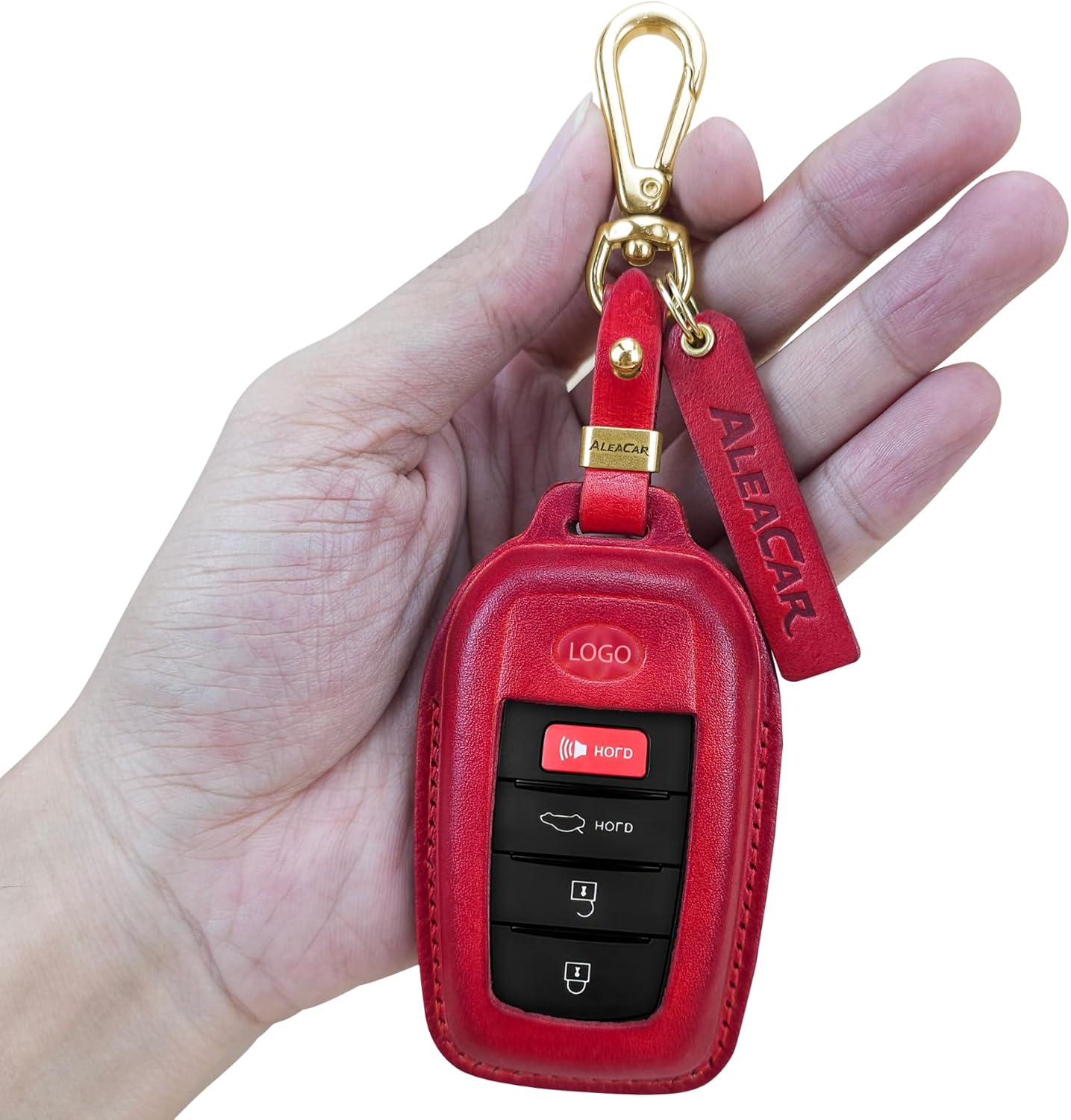 Premium Leather Key Fob Cover with Keychain, Accessories for Toyota, Protector and Fits Camry 2025, Tundra 2022-2025, Tacoma, Sequoia, Sienna, 2024 RAV4, Highlander, Corolla Cross (Black)