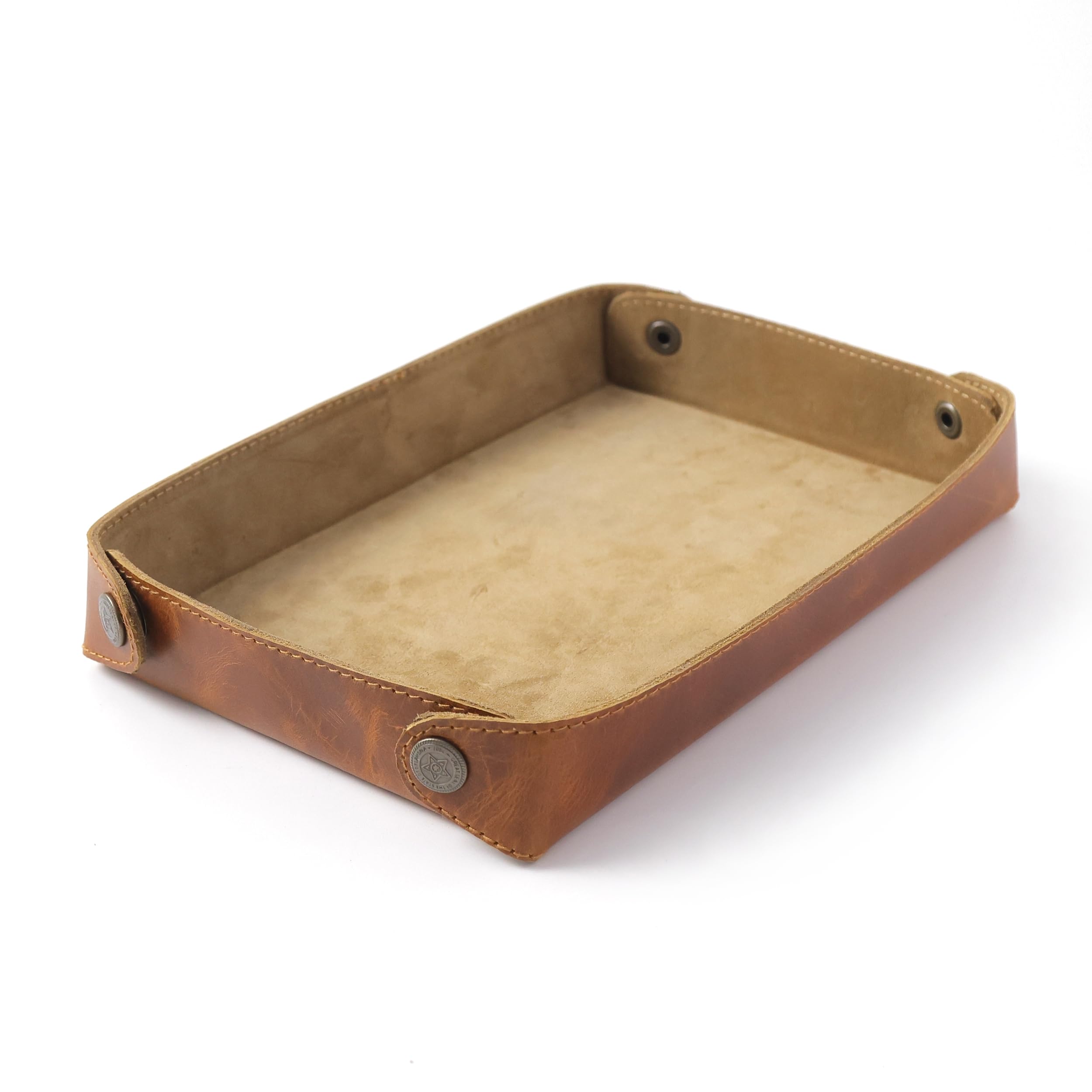 premium leather valet tray for women and man, portable entryway table tray bedside nightstand desk tray, desk organizer for keys, wallet, watch, coin, phone, sun glasses, ear phone (large)