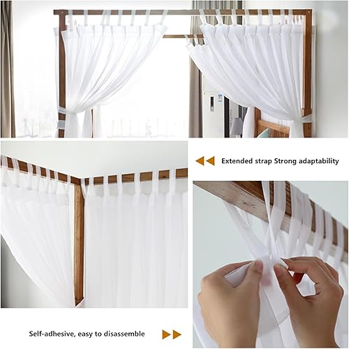 Miniatura 7 de AIKASY Tabla de cama con toldo con parte superior y velcro autoadhesivo, tela de princesa de gasa blanca, crea un ambiente romántico en la