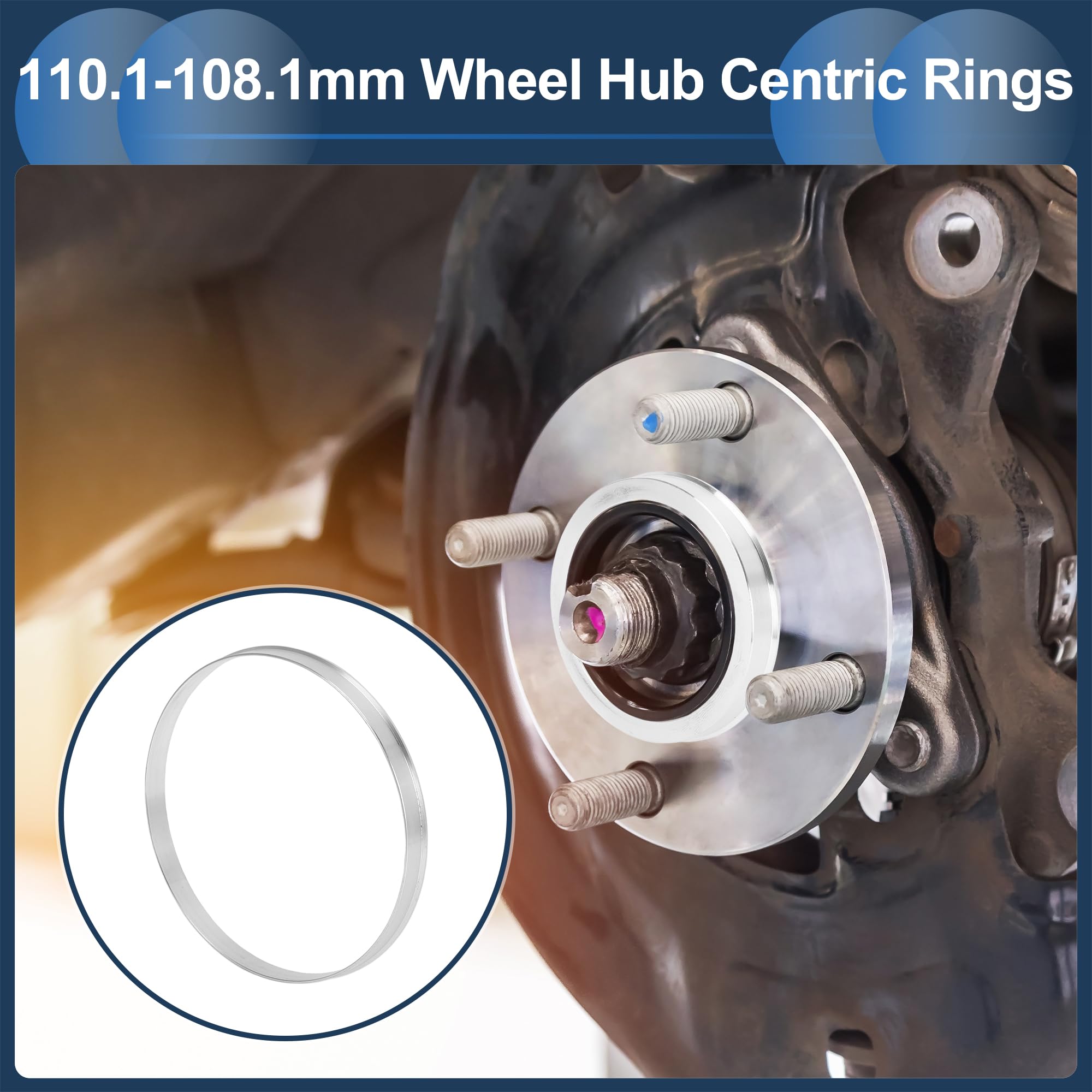 Anelli Centrici del Mozzo della Ruota dell'Auto OD 110.1mm a ID 108.1mm Albero di Centraggio Anelli di Assorbimento degli Urti in Lega di Alluminio Tono Argento Resistente