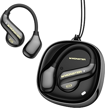 Monster开耳蓝牙耳机，旋转充电仓，立体声高清通话，防水抗汗，轻巧便携