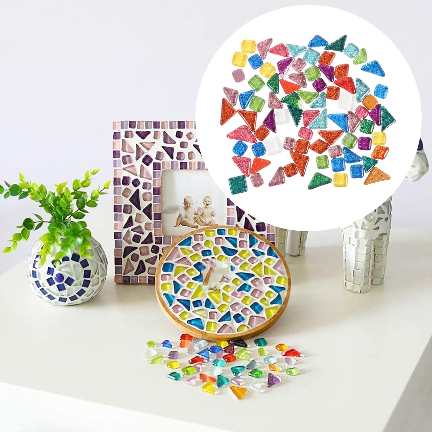Assorted Color Crystal Glass Tiles 500g Bulk Irregular Glitter Mosaic Stones for DIY Crafts and Art Projects Random Color