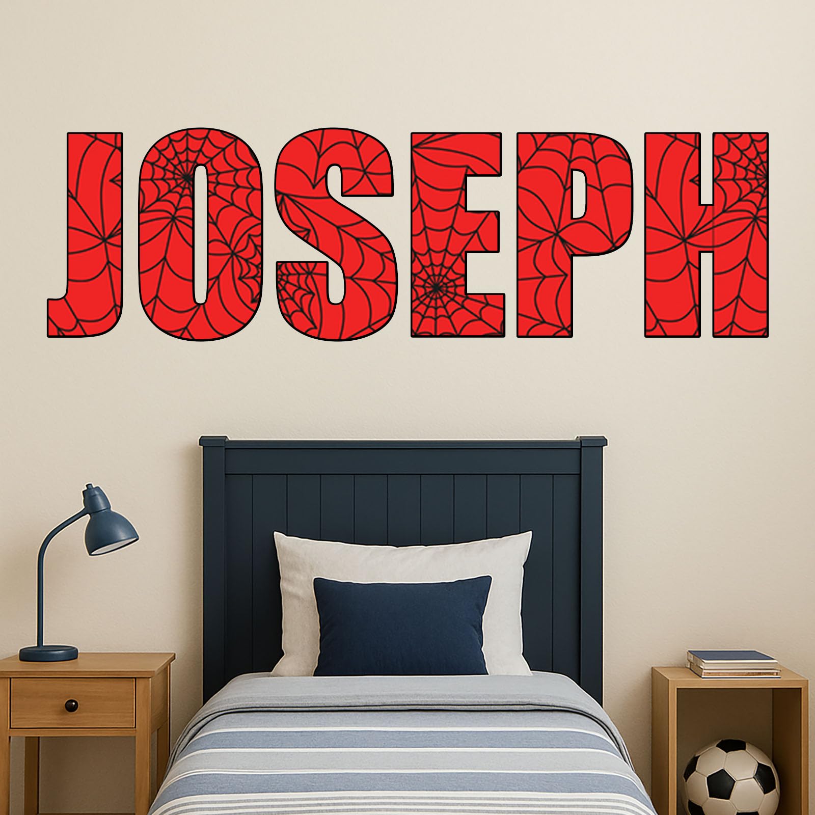 Kids Personalised Name Sticker Spider MAN Web Bedroom Wall Decal Super Hero Boys