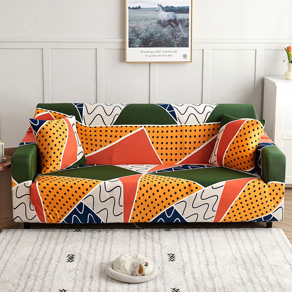 Yopoiy 12 Printing Sofa Cover High Stretch Couch Cover Super Soft Sofa Slipcover Non Slip Magic Elastic Furniture Protector For Pet Dog Cat -3 Seater(190-230Cm)