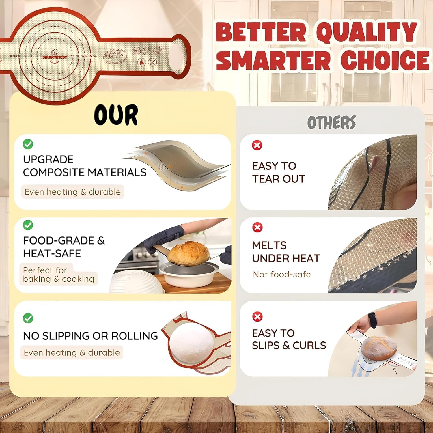 Sourdough Silicone Bread Sling for Dutch Oven, 2PCS Non-Stick Reusable Baking Mat with Long Handles, Essentials Bread Making Supplies for Dough Transfer and Loaf Pan Lifter Liner, Set Of Oval & Round - Image 6