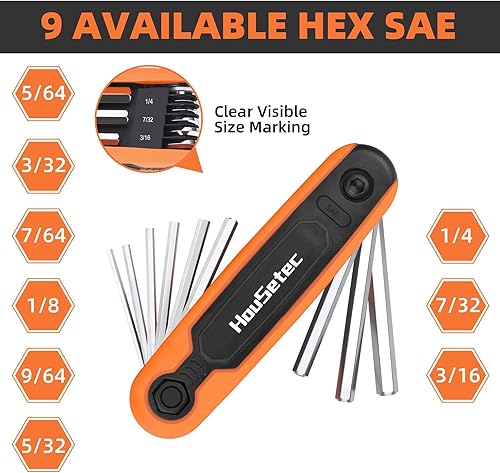 Miniatura 4 de Allen - Juego de llaves Allen  Juego de llaves hexagonales métricas y estándar SAE plegables Allen  2 unidades portátiles pequeñas Allen juegos de