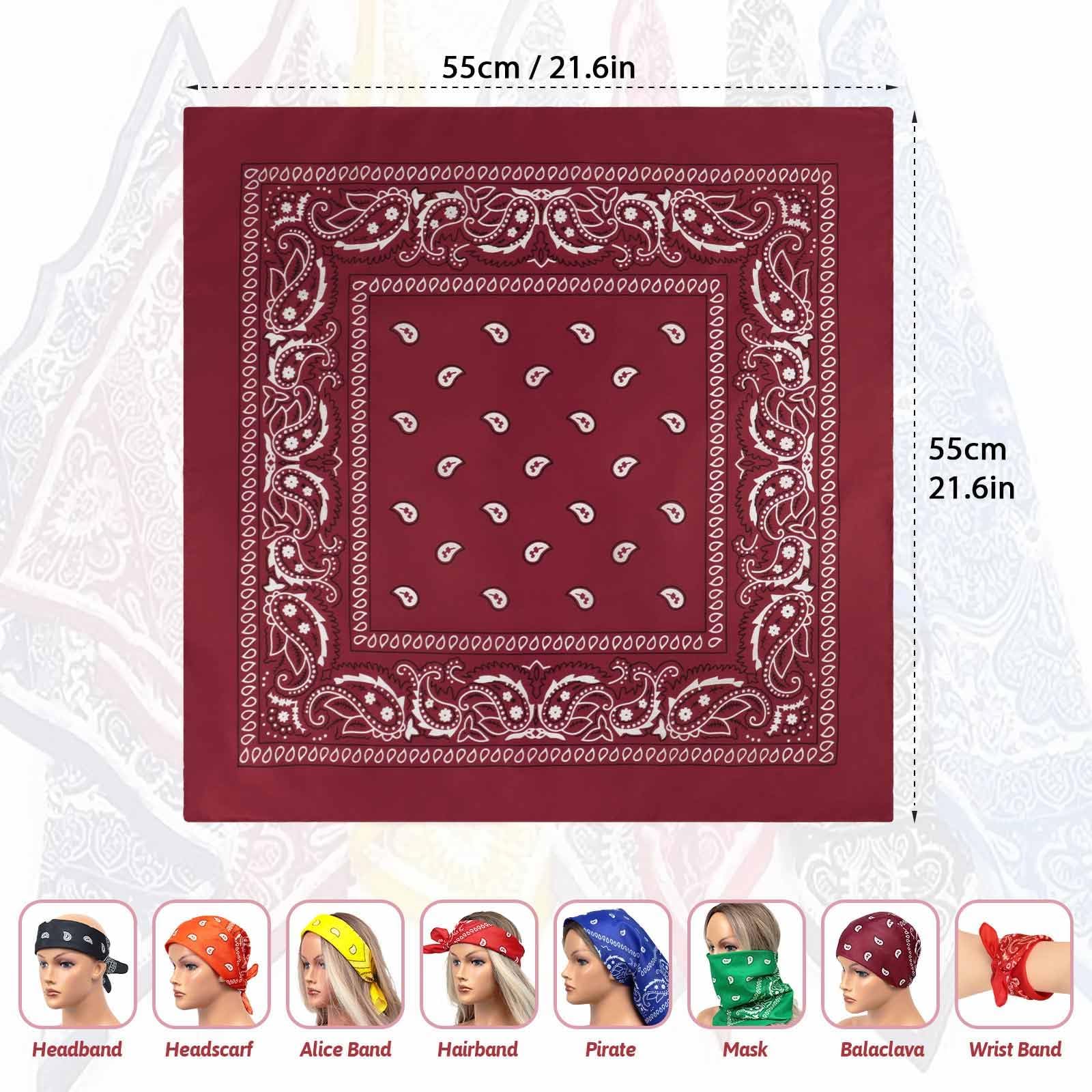 AWUMBUK Bandana Damen & Herren 12 Stück – Atmungsaktives Dreieckstuch Kopftuch, Halstuch Motorrad und Paisley Tuch – Vielseitig für Western-Party, Cowboy-Outfit und Sommer Sport (55 x 55 cm)