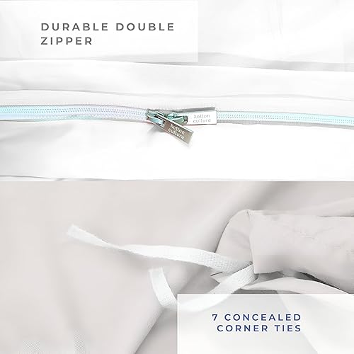 Miniatura 5 de Kotton Culture - Juego de funda de edredón de 3 piezas, 100% algodón egipcio de 600 hilos, con cierre y lazos en las esquinas, diseño plisado