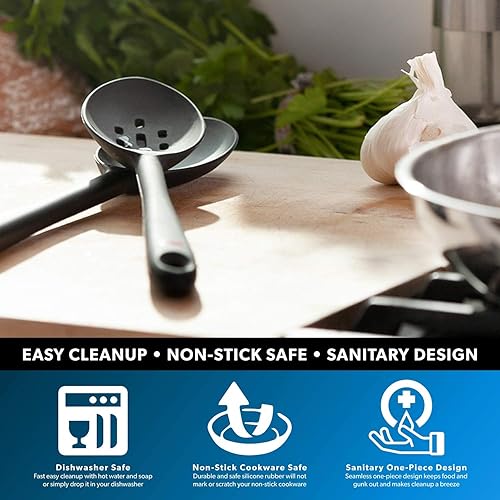 Miniatura 6 de DI ORO - Cuchara de cocina  Silicona sólida 600F antiadherente de alto calor  Cuchara de cocina para cocinar y hornear  Utensilios grandes para