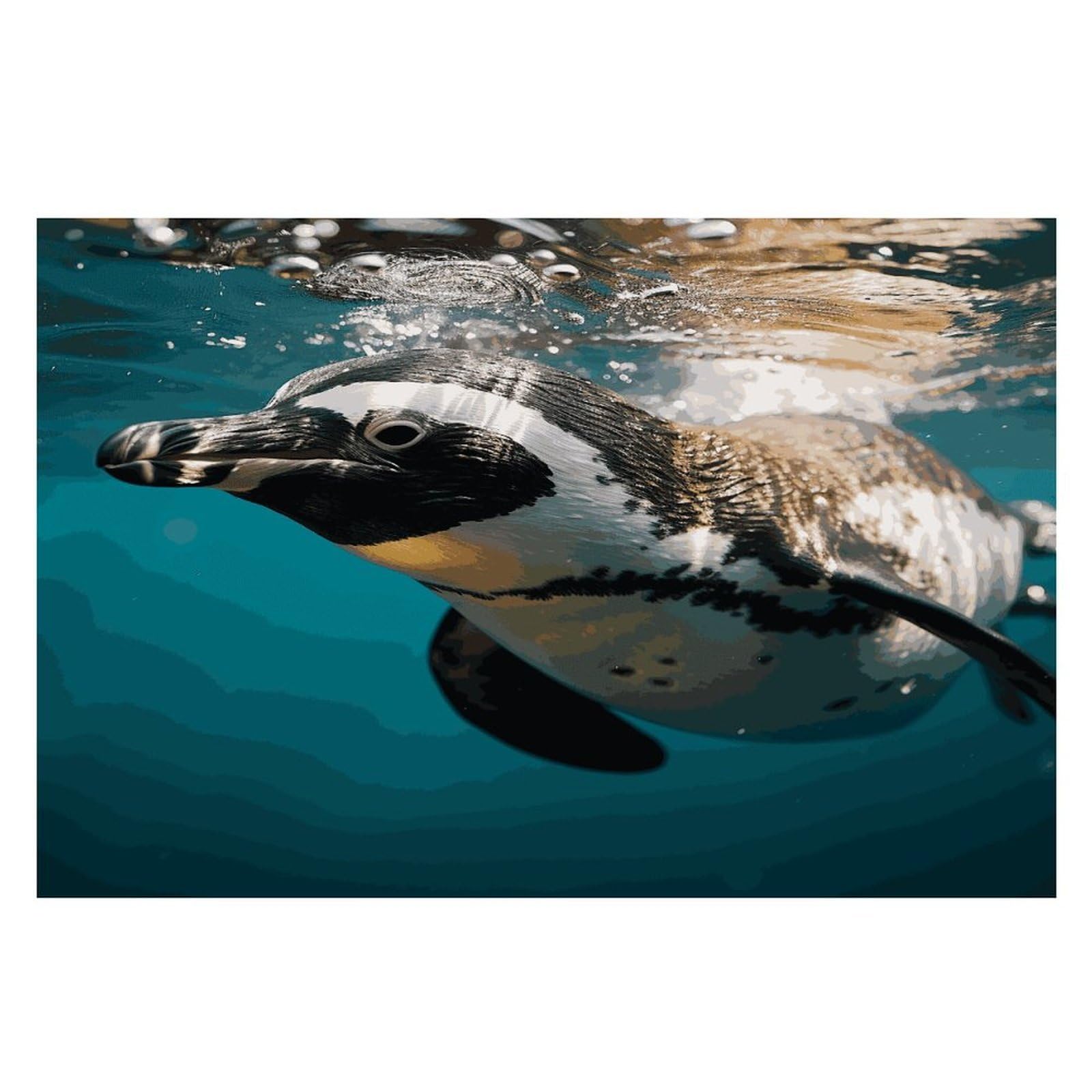 Penguin Swimming in The Ocean Placemats Heat-Resistant Washable Place Mats Anti Slip Dining Table Place Mats Wipeable Dining Table Mats Kitchen Decoration Placemats 17.7’’×11.8’’