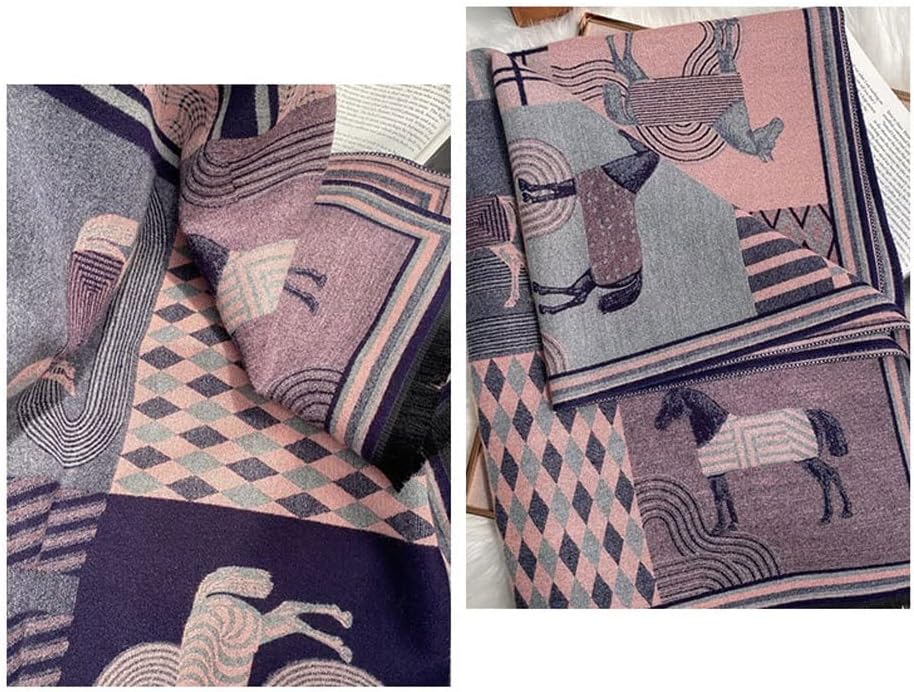 Fall Winter Scarf Winter Imitation Cashmere Scarf Scarfs Men Women Warm Scarves Female Shawl Wraps Warm Shawls(Pink Purple)