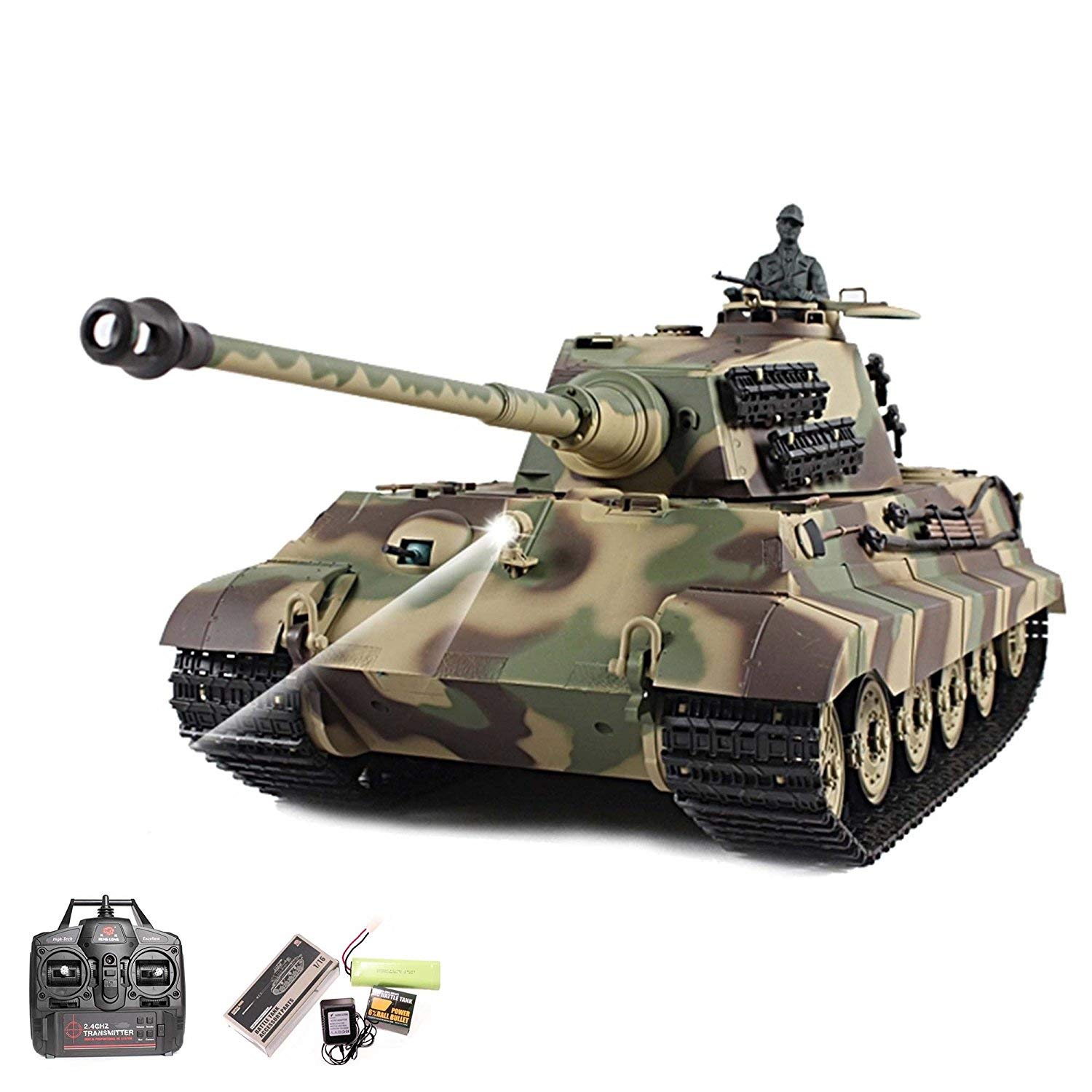 Char King Tiger son et fumée 1/16 - BB 6mm - Panzer Tigre Royal - Tourelle Henschel