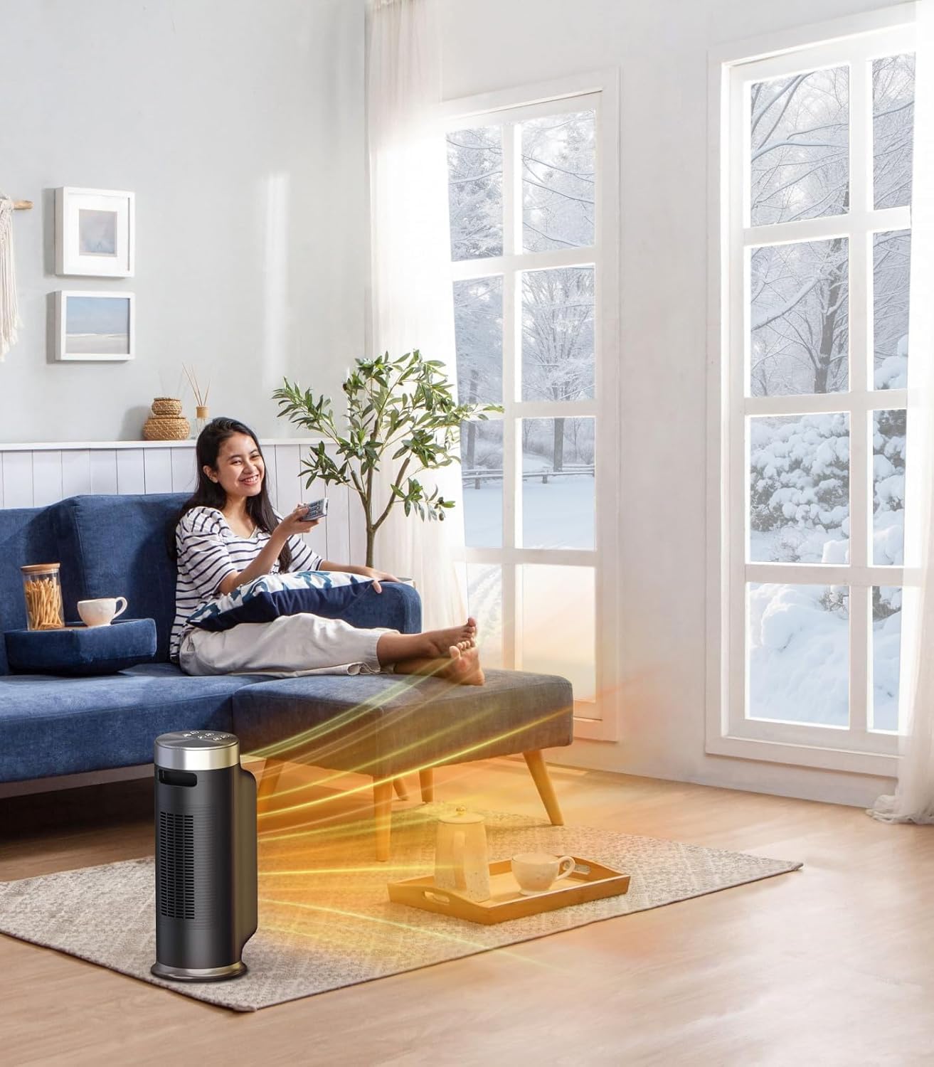 Riscaldatore di spazio elettrico intelligente da 1500 W per spazi interni, controllo WiFi/App, telecomando incluso, timer 24 ore, 5 modalità per casa, ufficio, camera da letto, bagno