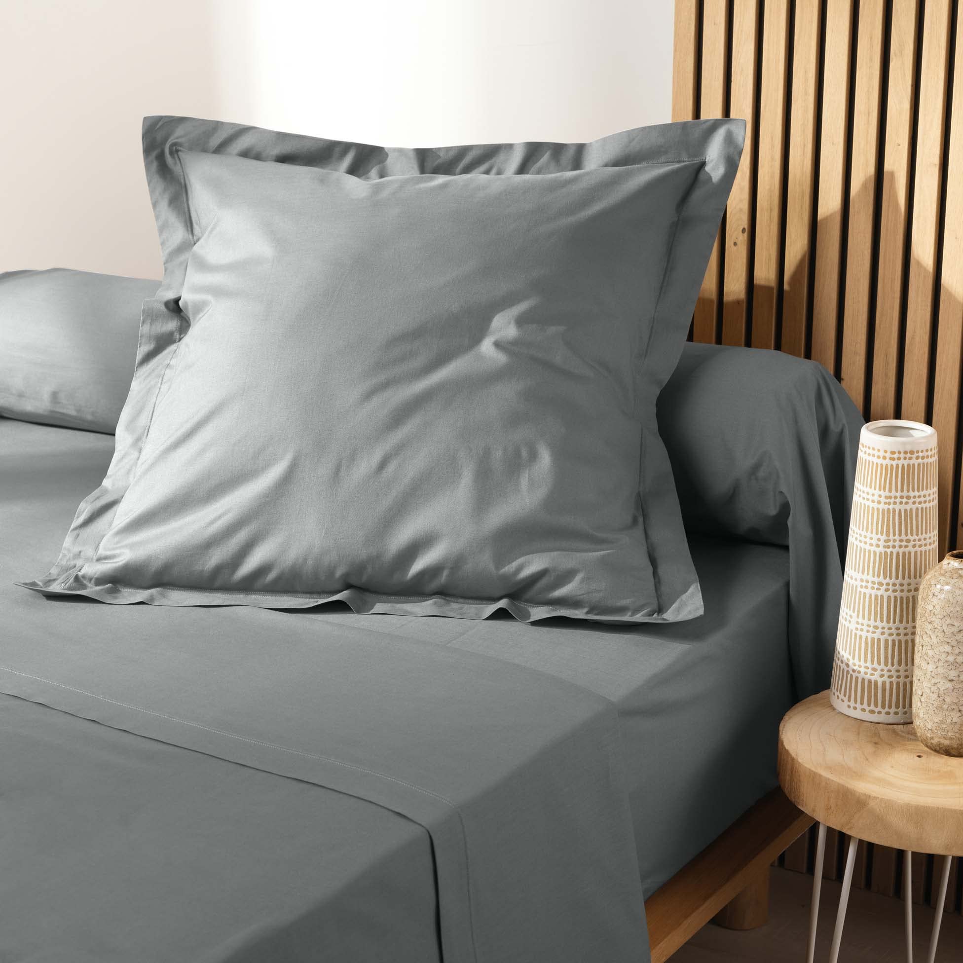 douceur d'intérieur Pillowcase 63 x 63 cm, 100% Organic Cotton, Biolina, Grey, Gray - Image 2