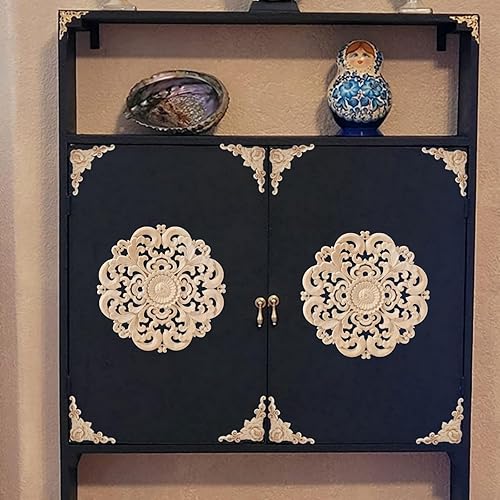 Miniatura 5 de 5 piezas de apliques de madera tallada en madera Onlays Onlays DIY tallados muebles apliques Onlays sin pintar centro tallado calcomanía para puerta