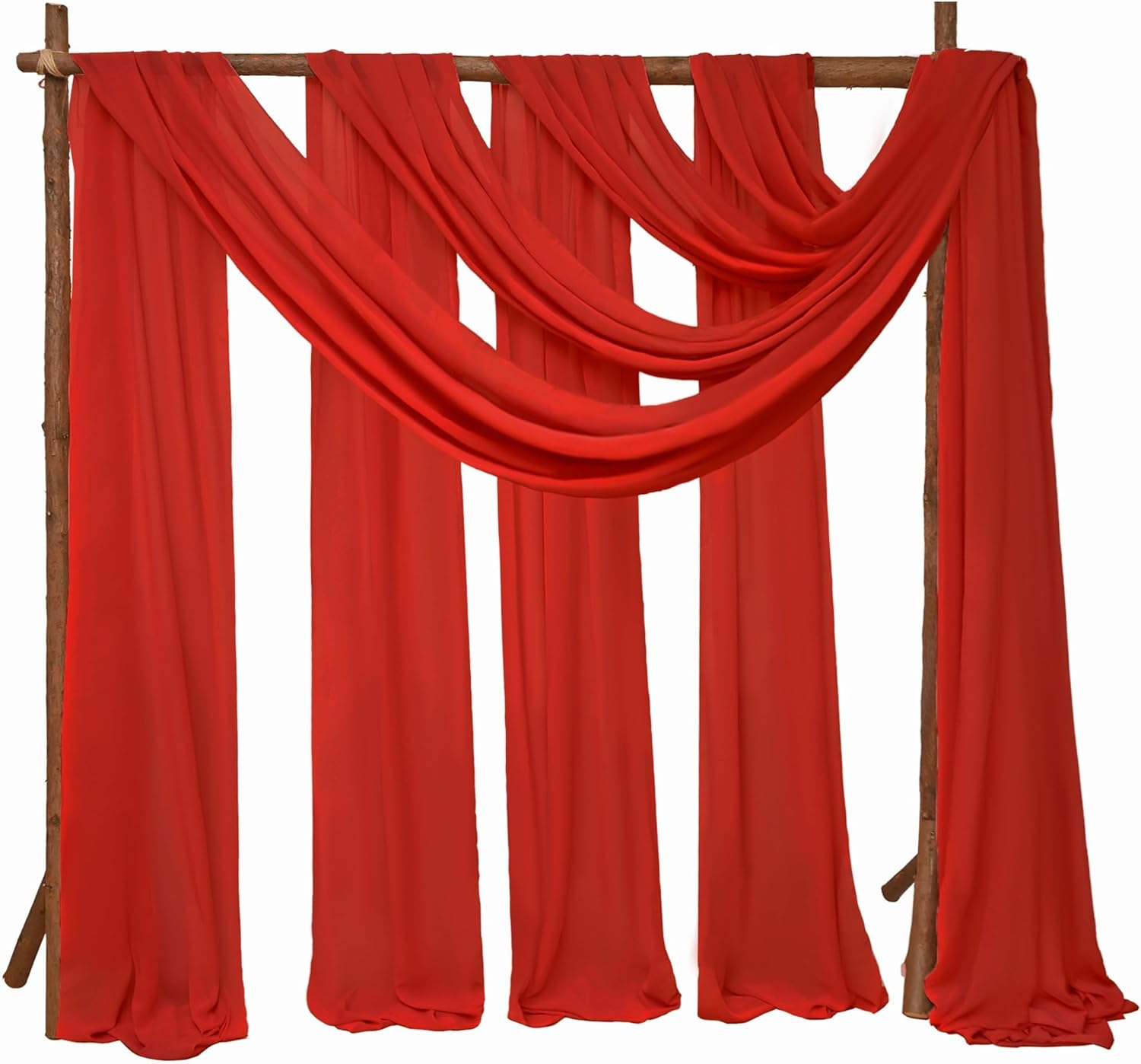 4 Panels Wedding Arch Draping Fabric 28" x 20Ft Chiffon Wedding Arch Drapes Chiffon Fabric Drape Sheer Backdrop Curtain for Weddings Ceremony Birthday Party Event Reception Backdrop Ceiling Decor(Red)