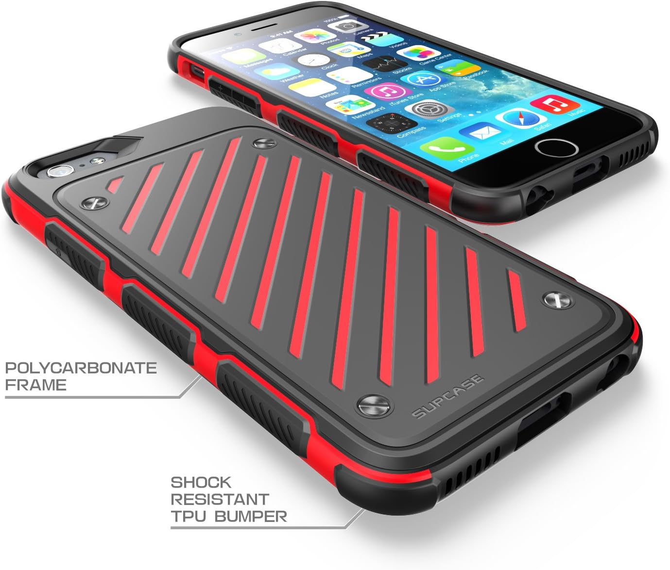 iPhone 6s Plus Case, SUPCASE Apple iPhone 6 Plus Case, Dual Layer Hybrid [Unicorn Beetle Sport] Slim Protective Case 5.5 Inch (Black/Red)