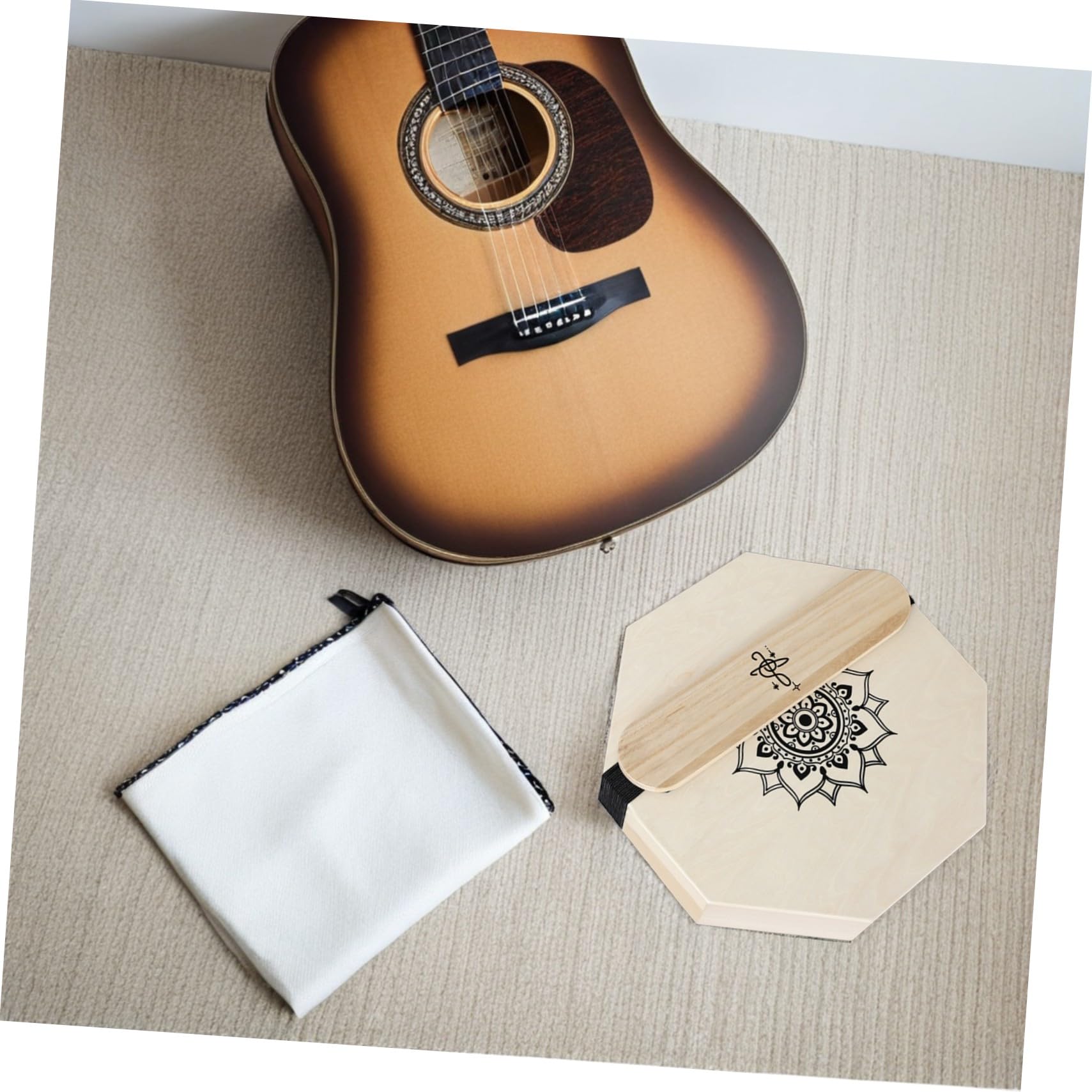 Toyvian Mały Cajon Bębenek Podróżny Oktagonalny Bęben Akustyczny z Trzema Dźwiękami Mandala Artystyczny Bęben Perkusyjny dla Początkujących i Muzyków