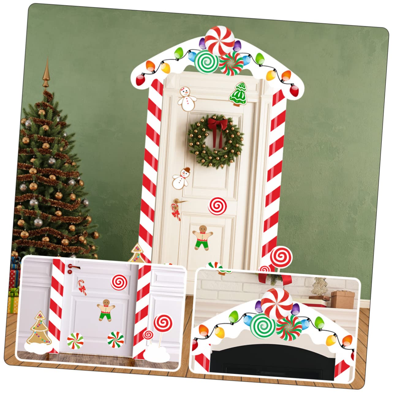 HOMSFOU 5sets Adesivi Natalizi Per Porta Decorazioni Festive Per Interni Ed Esterni Facile Applicazione e Adatto Tutti Tipi Di Porte Crea Un Atmosfera Magica Per Feste Di Natale