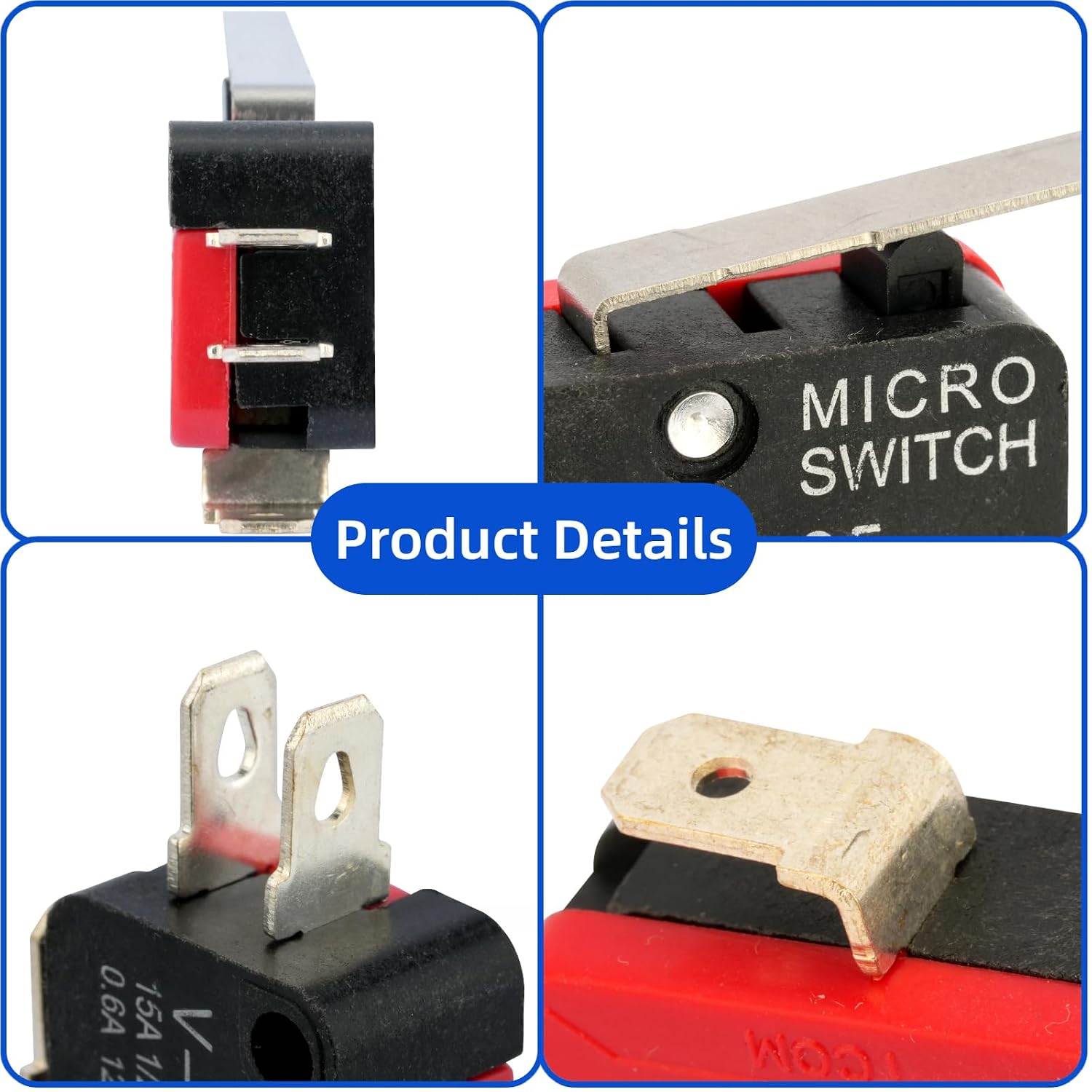 12 Pcs Micro Limit Switch with Long Hinge Lever SPDT 1NO 1NC Microswitch V-153-1C25