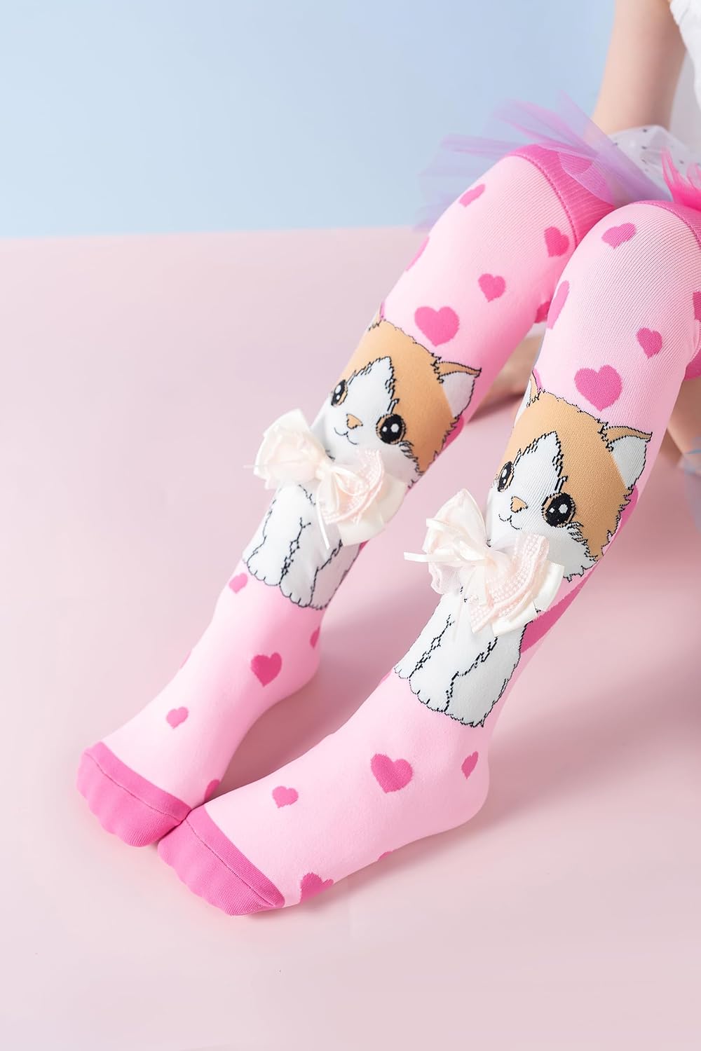 Girls Knee High Socks Crazy Socks for Kids with 3D Flowers, Soft Stretch Novelty Socks for Girls (Floral Pink & Purple) - Image 6