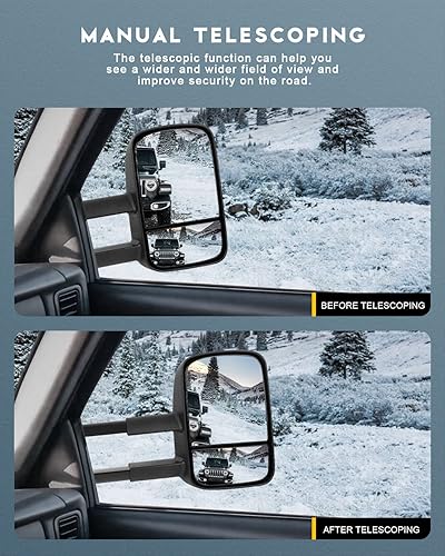 Vista 75 de OCPTY Espejos de remolque con calefacción, retrovisores laterales izquierdo y derecho compatibles con 2007-2013 para Chevy Avalanche 1500 Suburban