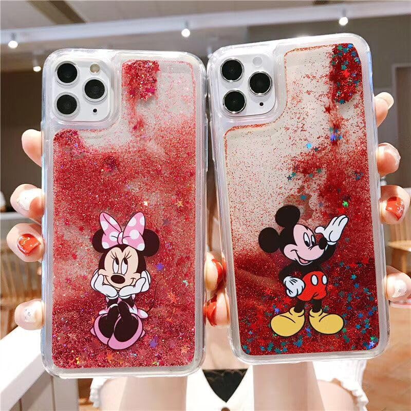 Miniatura 3 de iFiLOVE Funda líquida para iPhone 15 Pro Minnie Mouse, para niñas y mujeres, bonita funda de dibujos animados con purpurina de arena movediza para