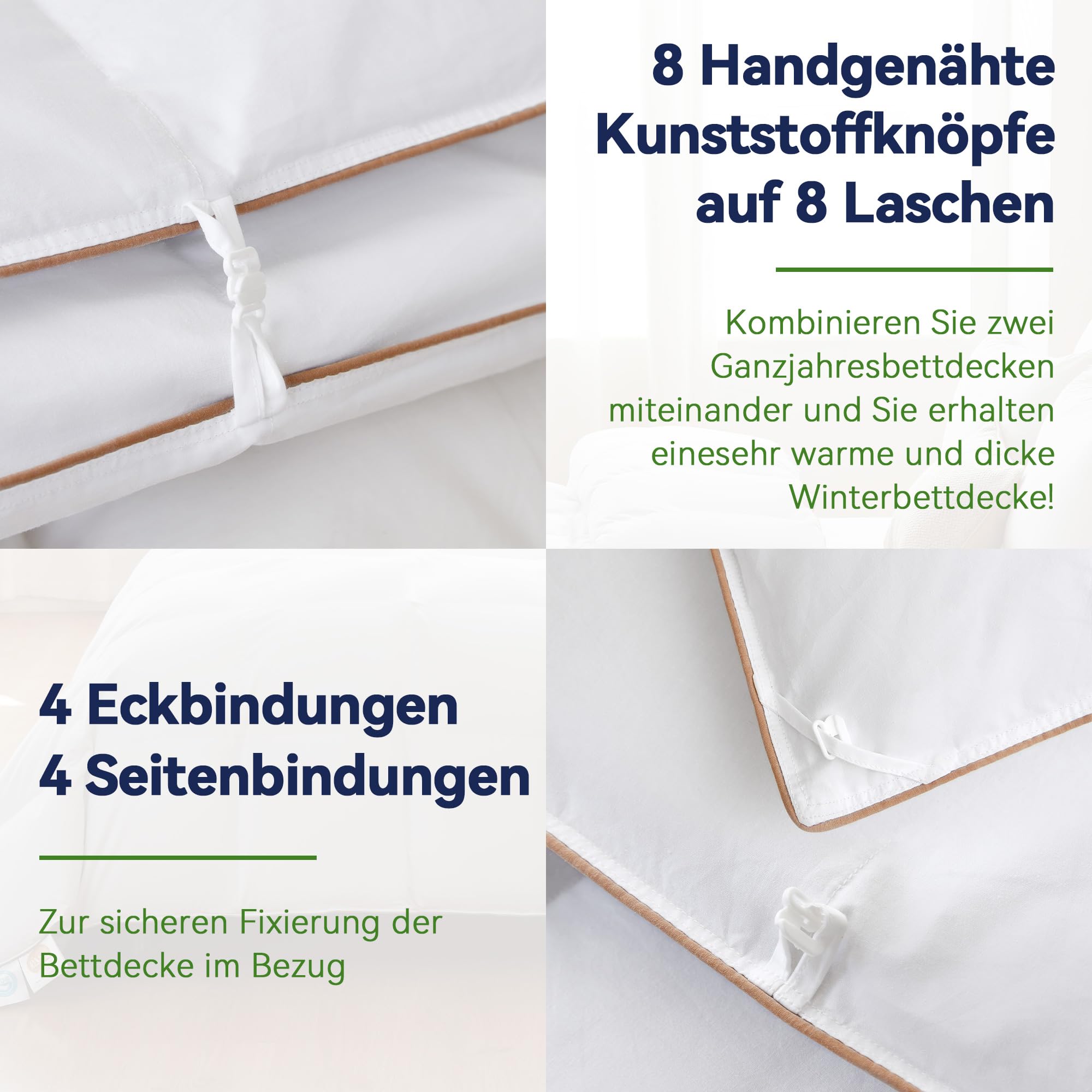 Komfort Bettdecke 220x240 | 100% Weiche Federn & Daunen | Oeko-Tex, RDS Zertifiziert für Tierwohl | Ganzjahres Federbett Daunendecke 240x220cm Bezug aus 100% Baumwolle