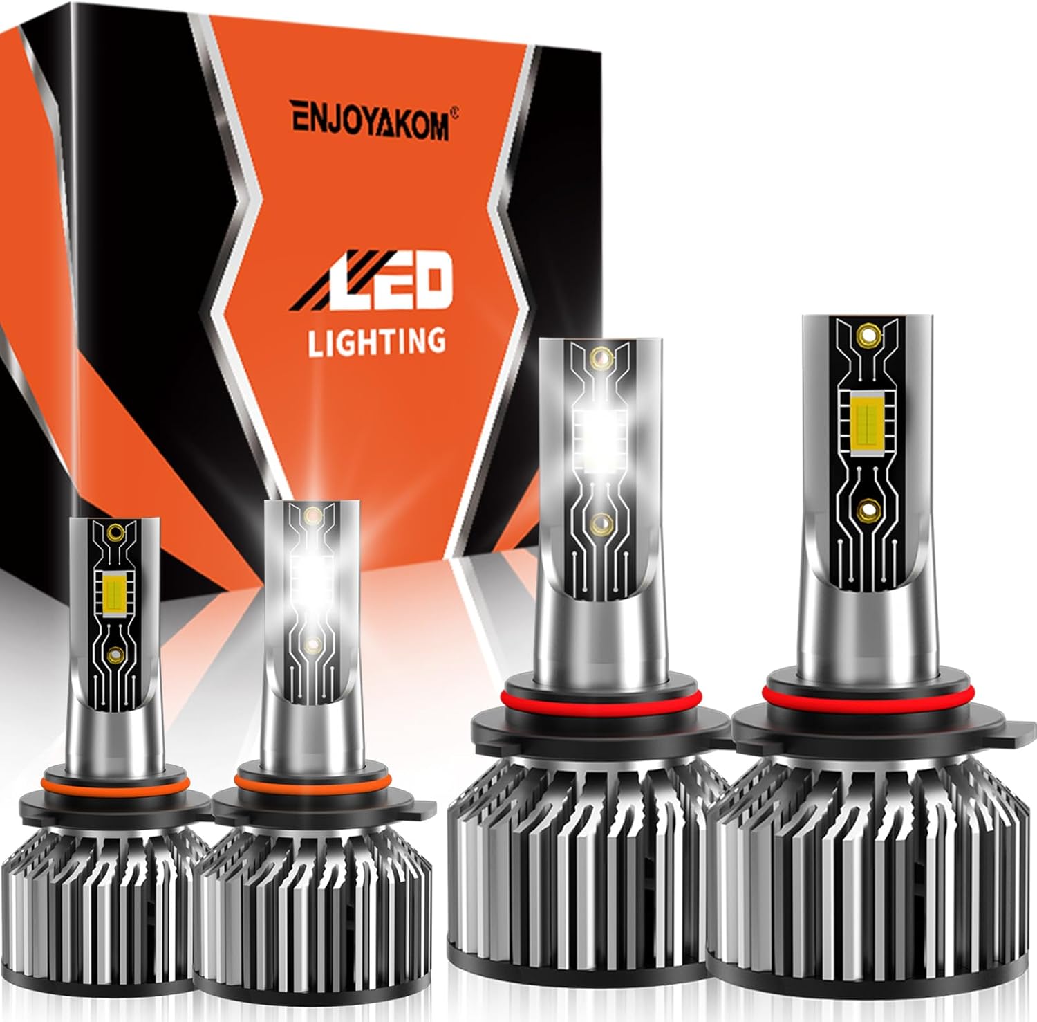Compatible For 2004 2005 2006 2007 2008 2009 2010 2011 2012 2013 2014 2015 Honda Civic High&Low Beam 44000LM 600% Brightness 6500K White with Cooling Fan, Plug and Play, IP68 Pack of 4