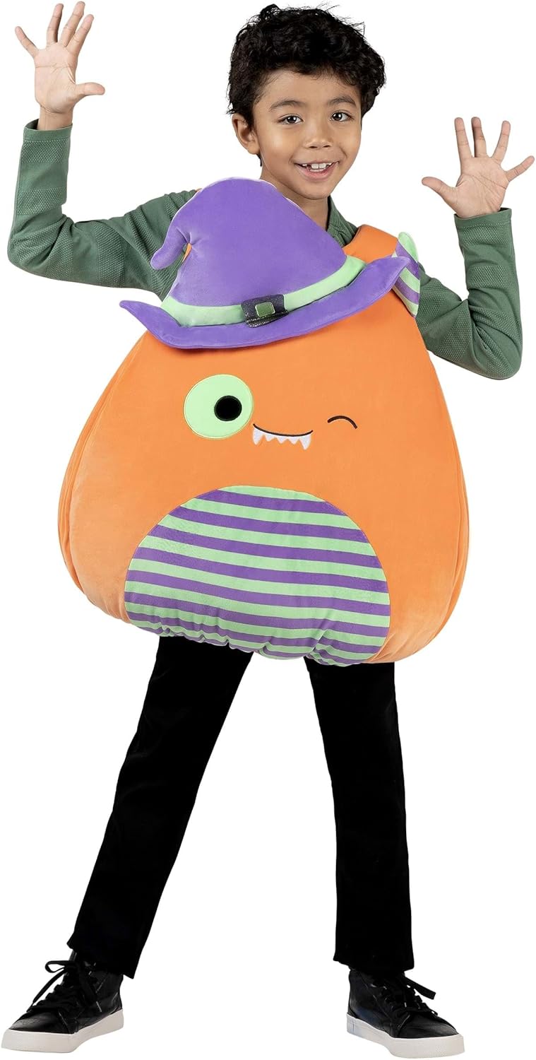 Kid's Squishmallow Charlon the Monster Costume - Plush Orange Monster Vest for Halloween and Play - One Size