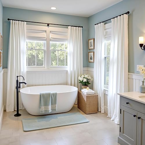 Miniatura 9 de JINCHAN Cortinas blancas para sala de estar y dormitorio, cortinas texturizadas de lino de 96 pulgadas de largo, 2 paneles, cortinas de estilo